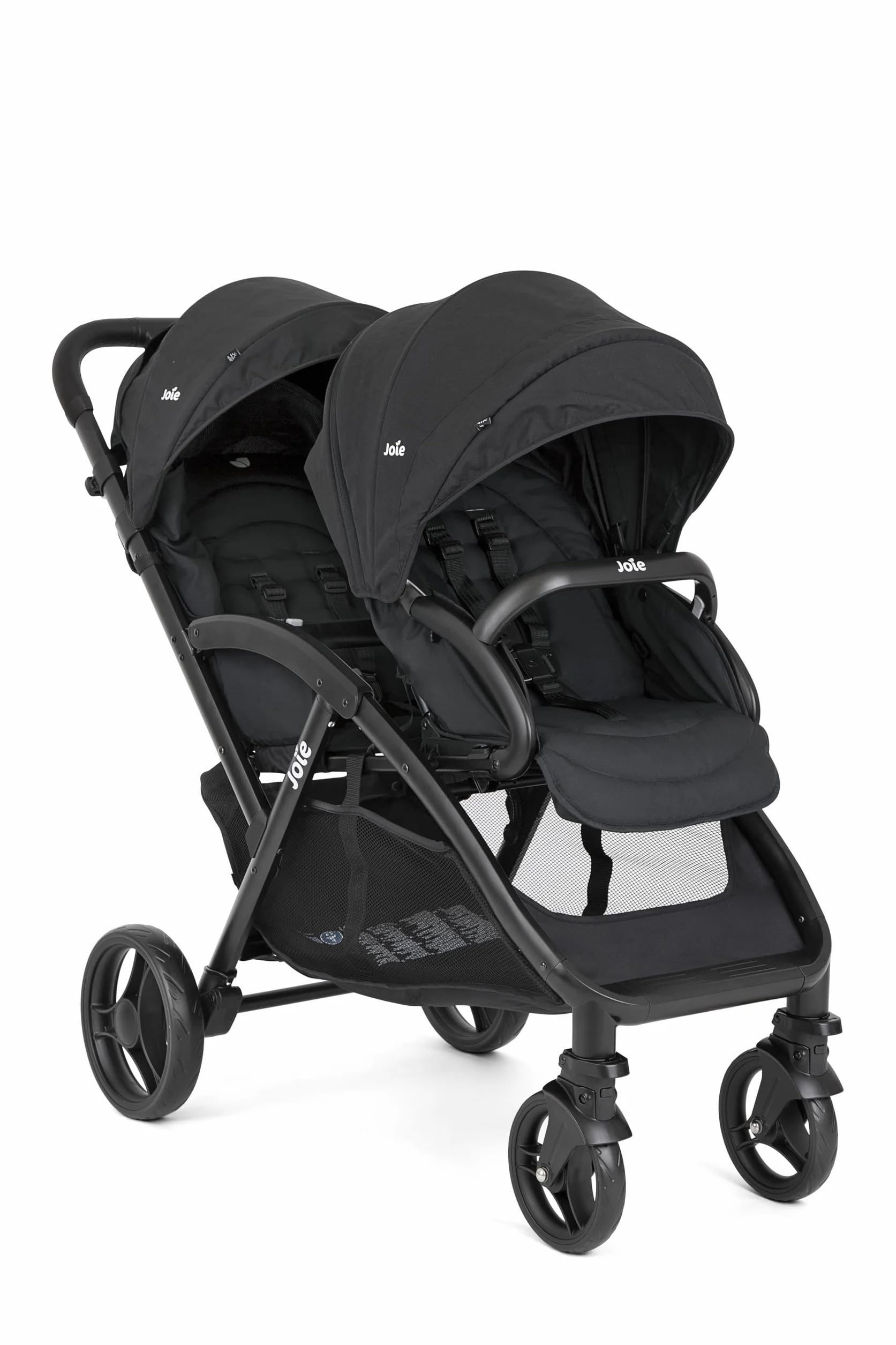 Joie evalite™ duo passeggino doppio, leggero, chiusura compatta, compatibile con sistema da viaggio, fronte mondo, parapioggia incluso – dalla nascita ai 3 anni (0–15 kg), shale