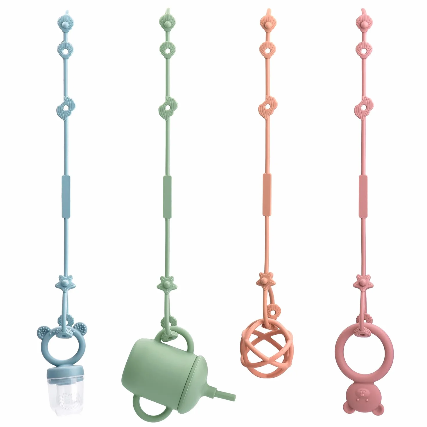 CLDY Giocattolo per Bambini Catenina per Ciuccio in Silicone, Catenaccia per Bicchiere, Cinghie di Sicurezza per Giocattoli, BPA-Free, Fascette di Supporto per Bicchieri per Passeggino, Seggiolone