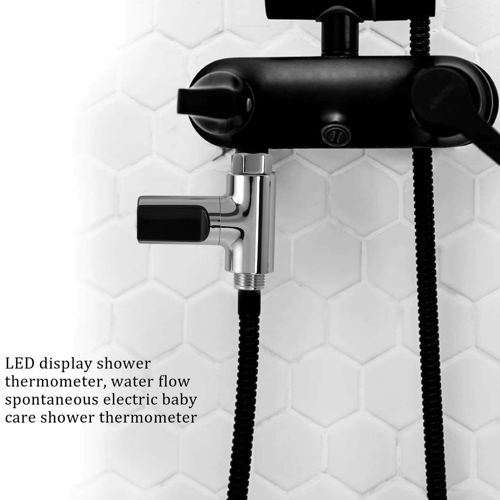 Jevina Indicatore a LED, termometro doccia, flusso d'acqua, misuratore di temperatura doccia autgenerante per la cura del bambino