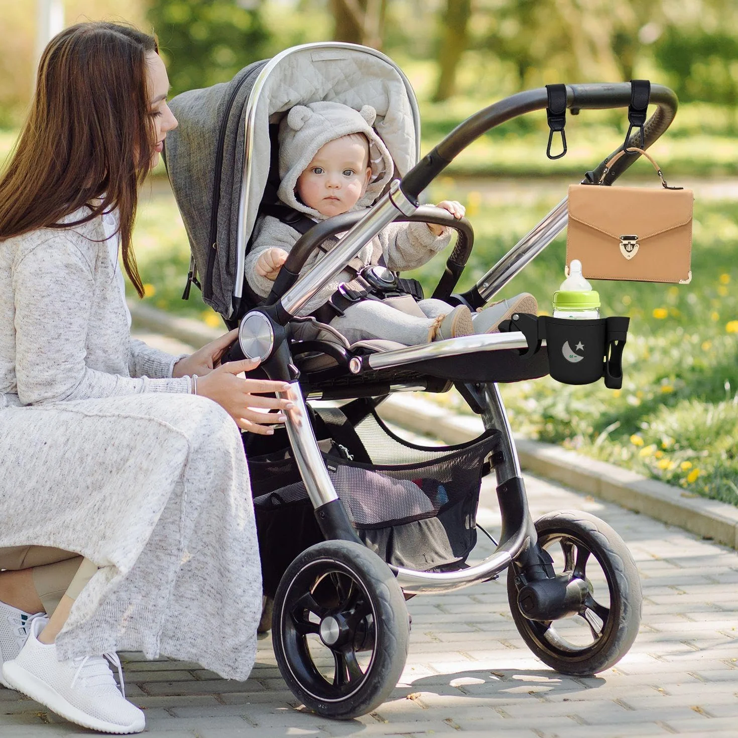 1 Pezzo Di Passeggino Supporto Di Tazza, 2 Pezzi Di Passeggino Gancio, 1 Pezzo Di Saliva Del Bambino Asciugamano, Neonato Bavaglino Impermeabile, Bambino Gita Forniture.