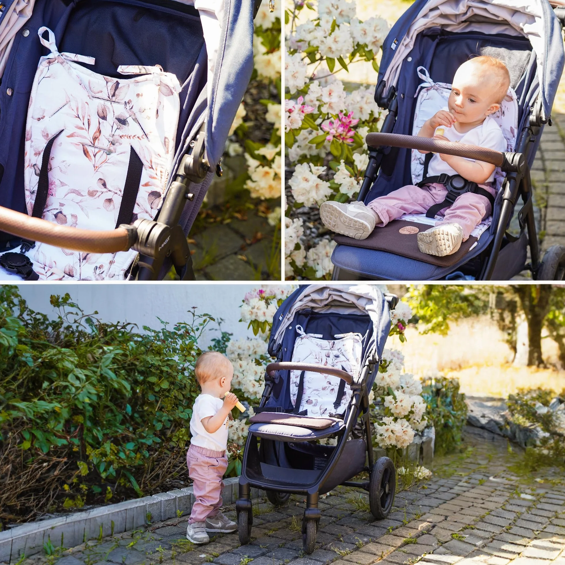 Riduttore passeggino universale - Cuscino imbottito per seggiolino passeggino materassino morbido e traspirante ideale per il comfort e la protezione del neonato Foglie