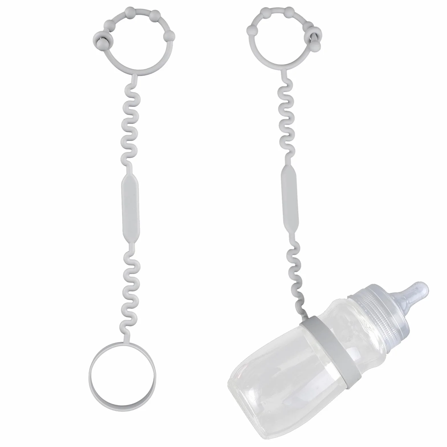 2 Pezzi Cinghia Biberon, Cinturino per Bicchieri Sippy in Silicone Cinghia Elastica per Biberon Bungee Cinghia per Bicchiere Sippy per Seggiolone, Passeggino, Casa, All'aperto