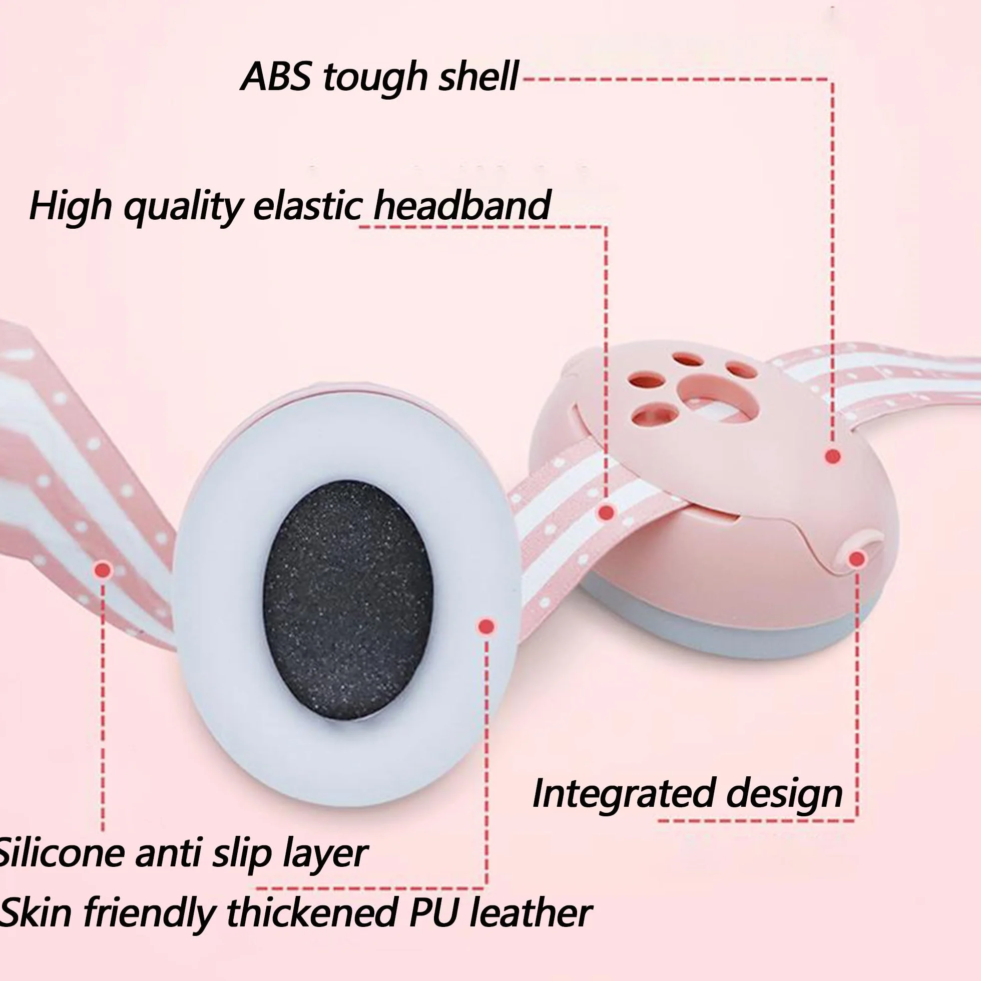 2 in 1 Cuffie Neonato Antirumore, 25db Caschi Antirumore Per Bambini-Cuffie Antirumore Per Bambini 0-4 Anni, Protettori Acustici Per Neonati, Antiscivolo E Antistress, Rosa