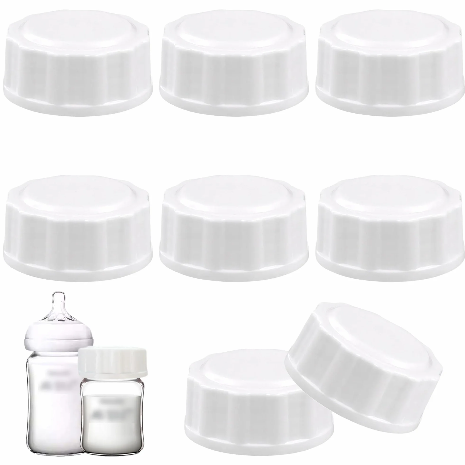 MAEXUS 8 chiusure per bottiglie Philips Avent, chiusura sigillata, compatibile con bottiglie larghe Philips Avent, facile da trasportare (bianco)