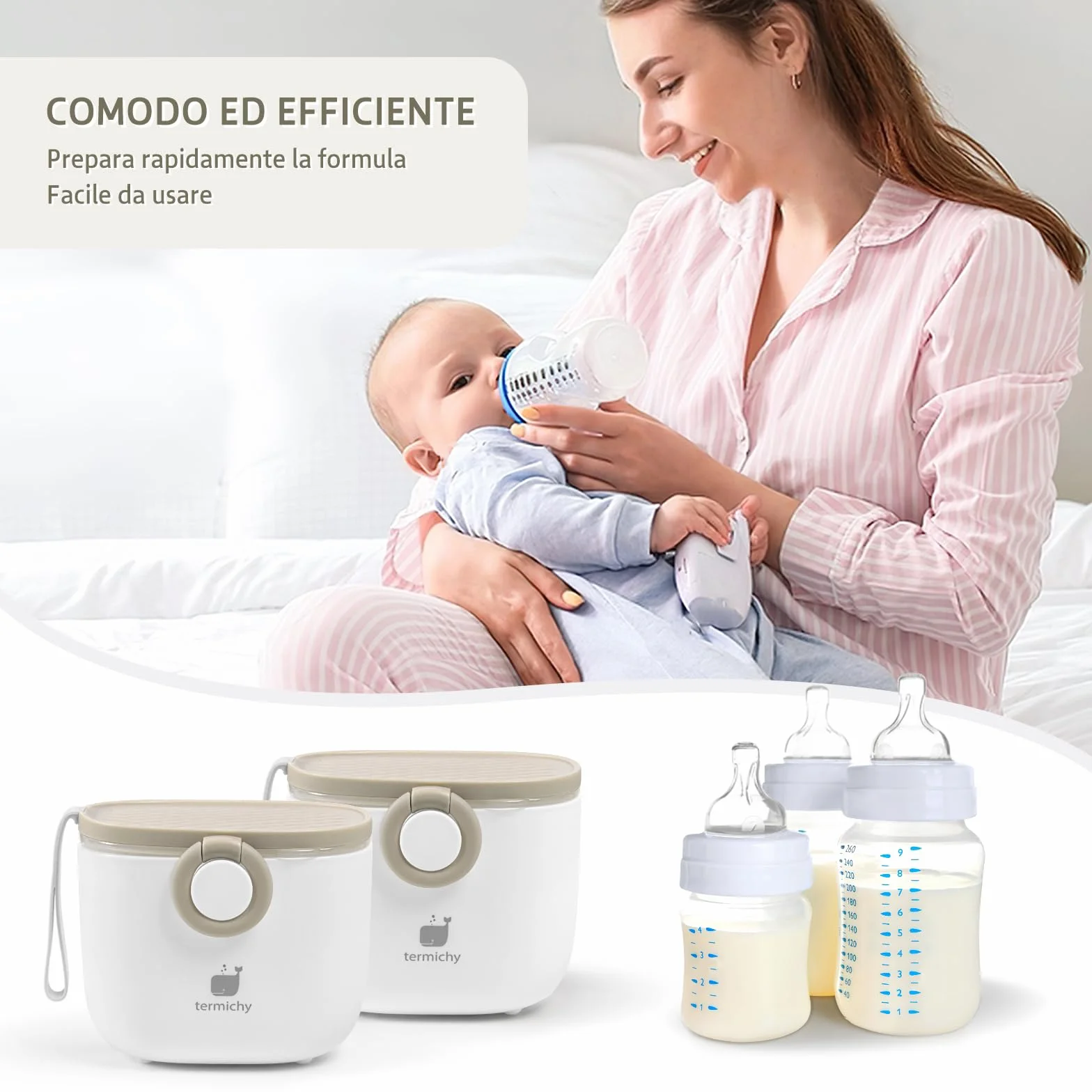 Termichy Dispenser per il latte in polvere, 250g Dispenser di Polvere Formula, portatile contenitoredi latte in polvere per neonati(cachi, 1 pezzo)