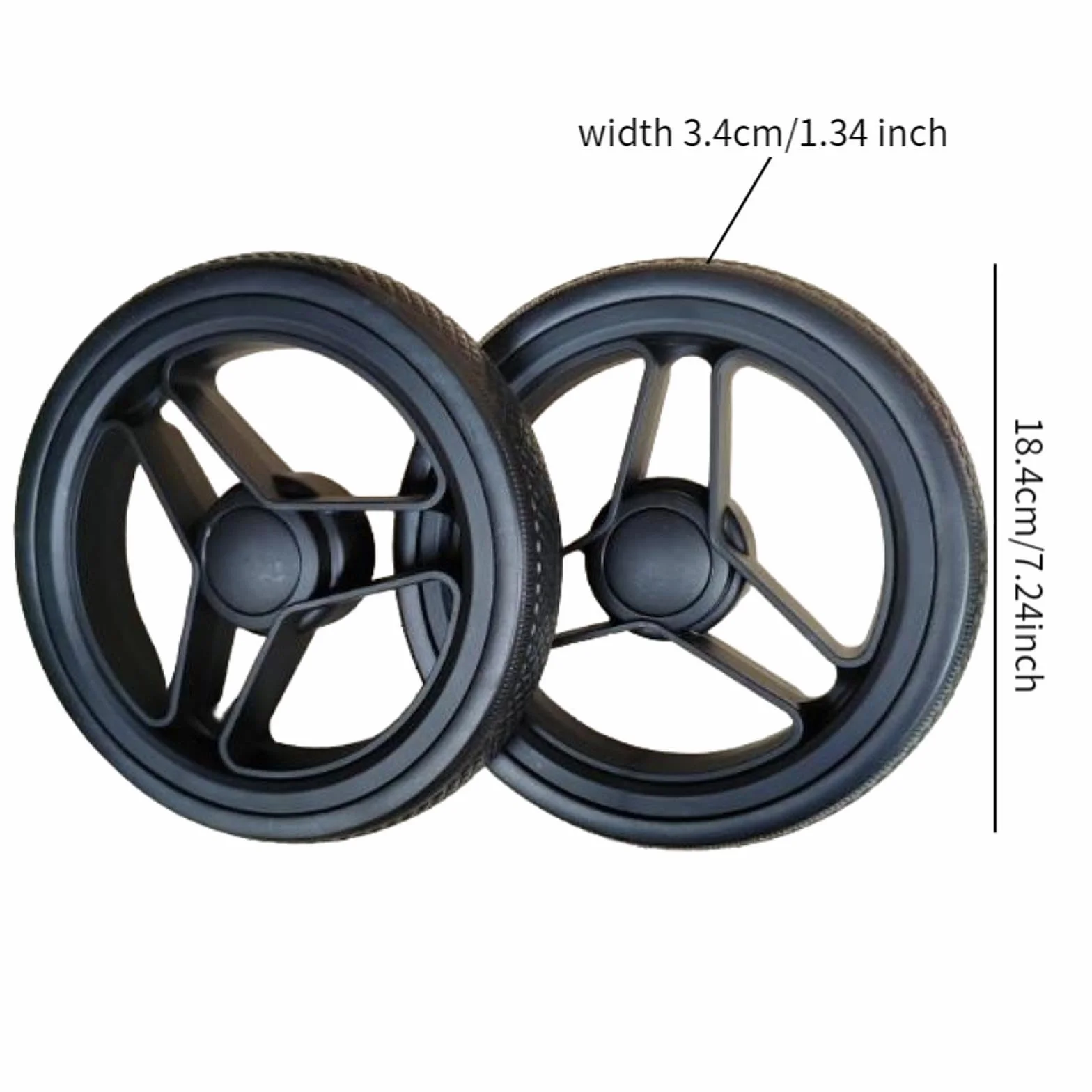 Amagogo Pneumatici per Passeggino 18/18,4 cm, Ruota Antiscivolo Facile da Installare Accessori per Ruote, Pneumatico per Passeggino, Carrello, Scooter Elettrico, 2 Pneumatici Posteriori, 18.4 Cm