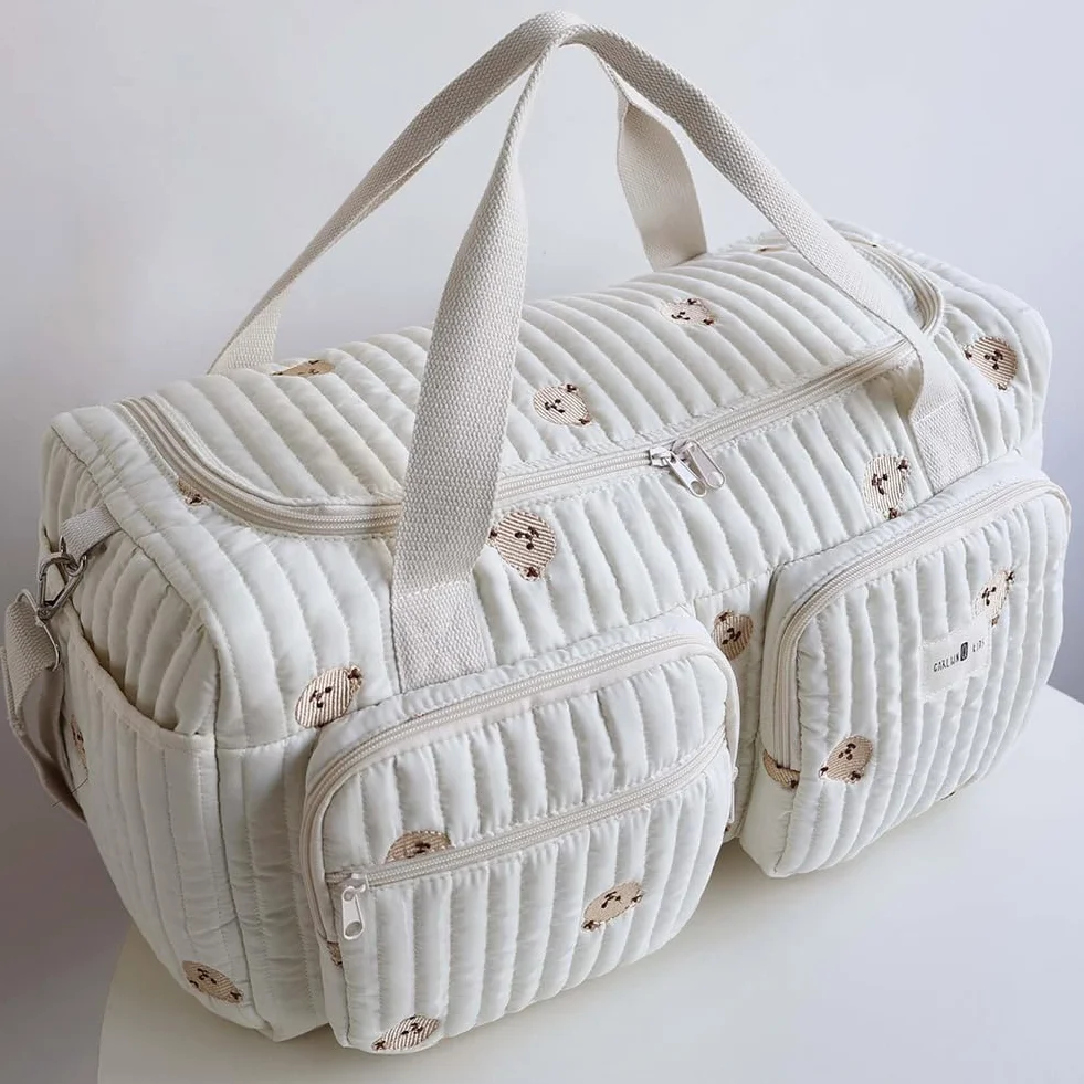 Borsa per pannolini, borsa a tracolla per mamma, leggera, trapuntata, grande, multifunzionale, da viaggio, per maternità e cambio del bambino, per ospedale e fine settimana