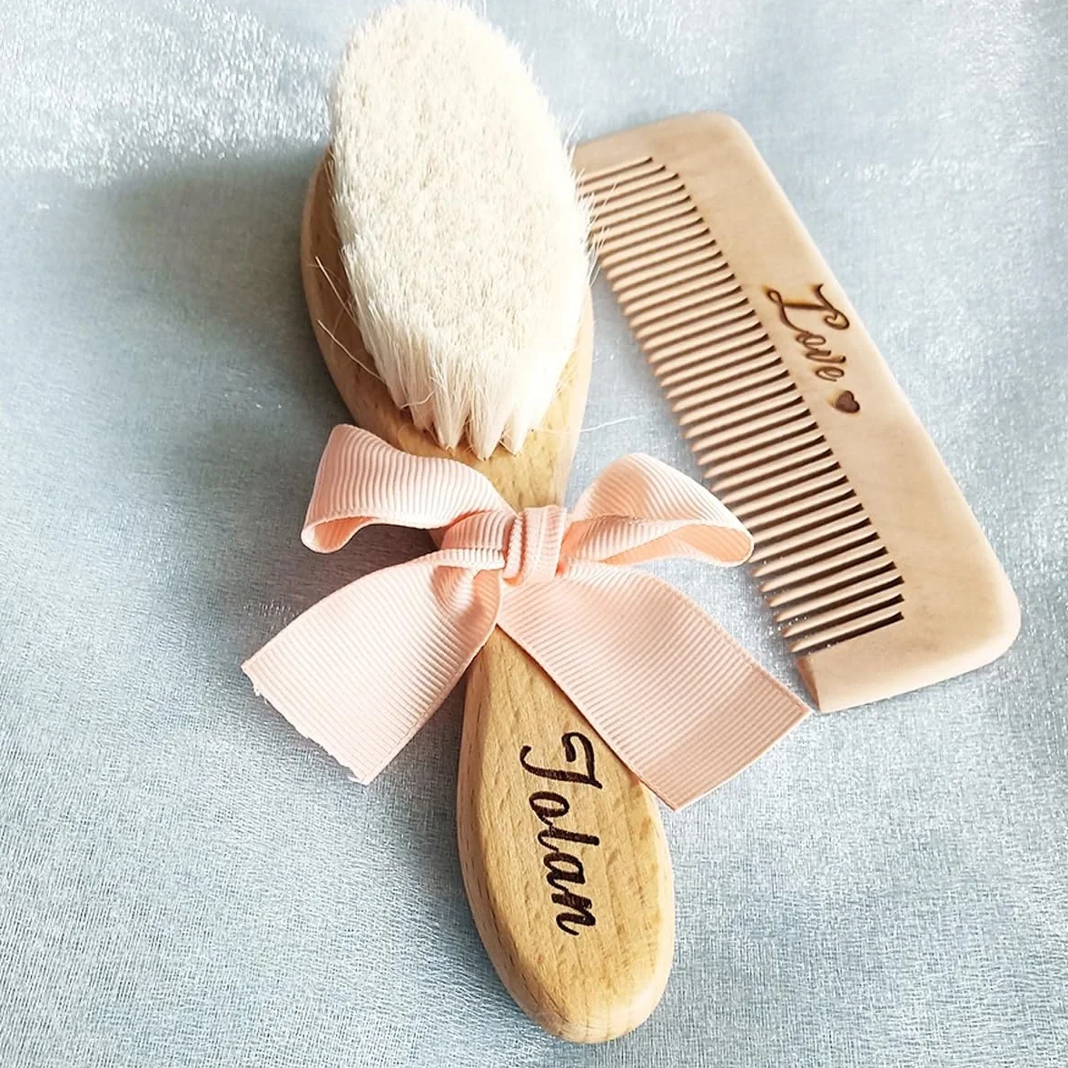 Spazzola Personalizzata con Nome Bambino - Set Pettine Morbido per Nascita