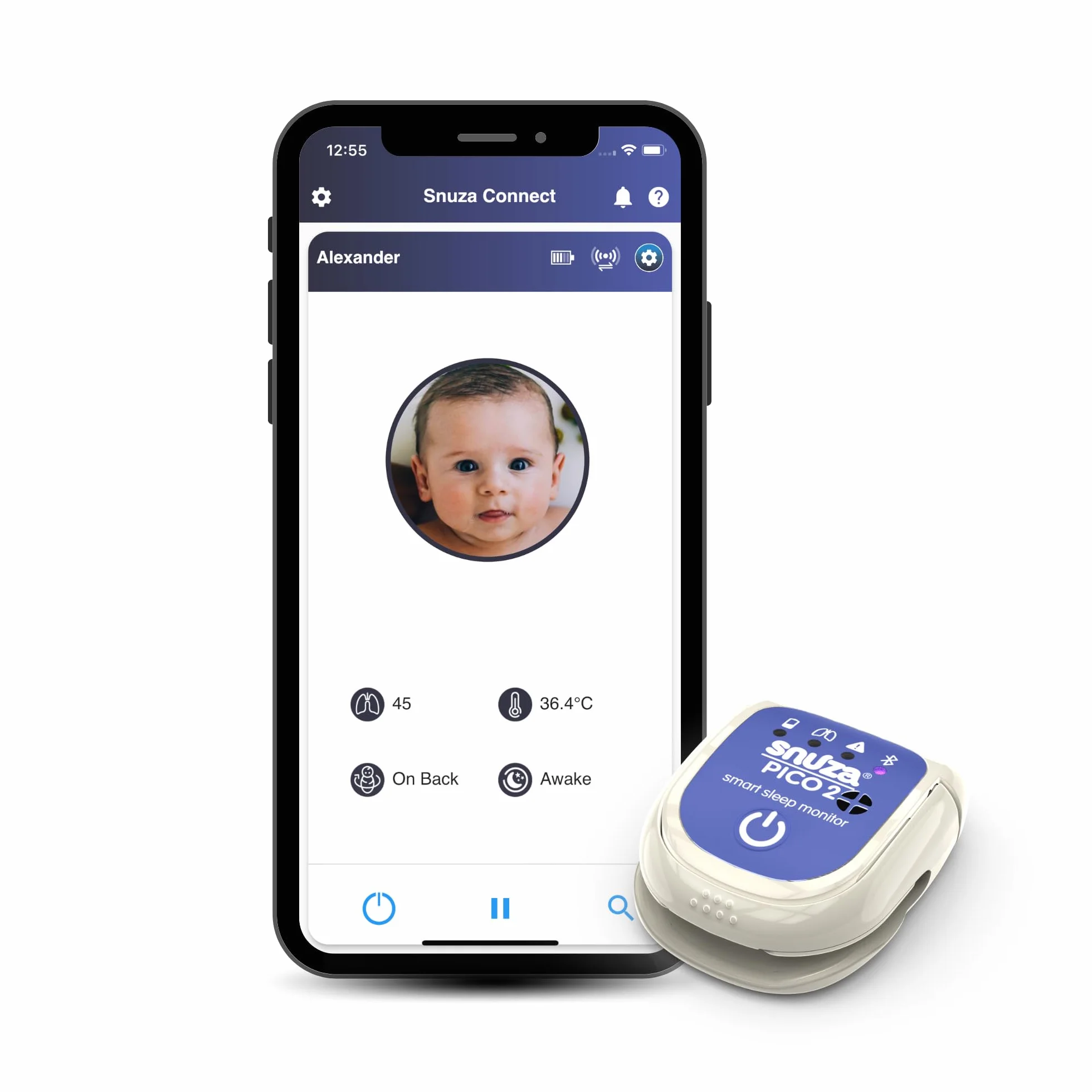 Baby monitor del sonno intelligente Snuza Pico 2 con app