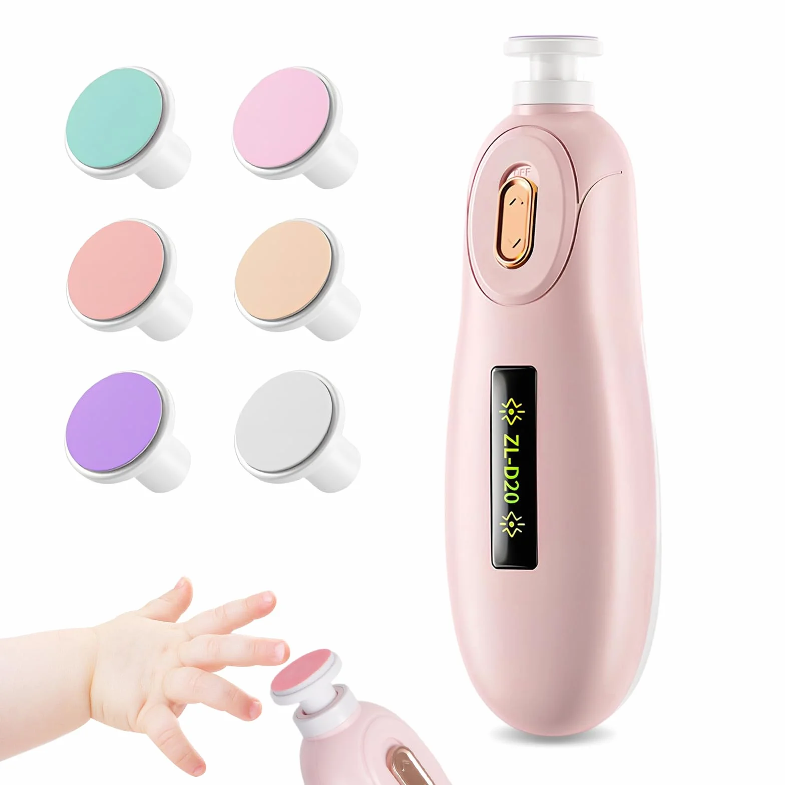 Lima Unghie Neonato Elettrica, Rifinitore per Unghie per Neonati, Tagliaunghie Elettrico per Bambini con 6 Testine di Levigatura, per tutte le età