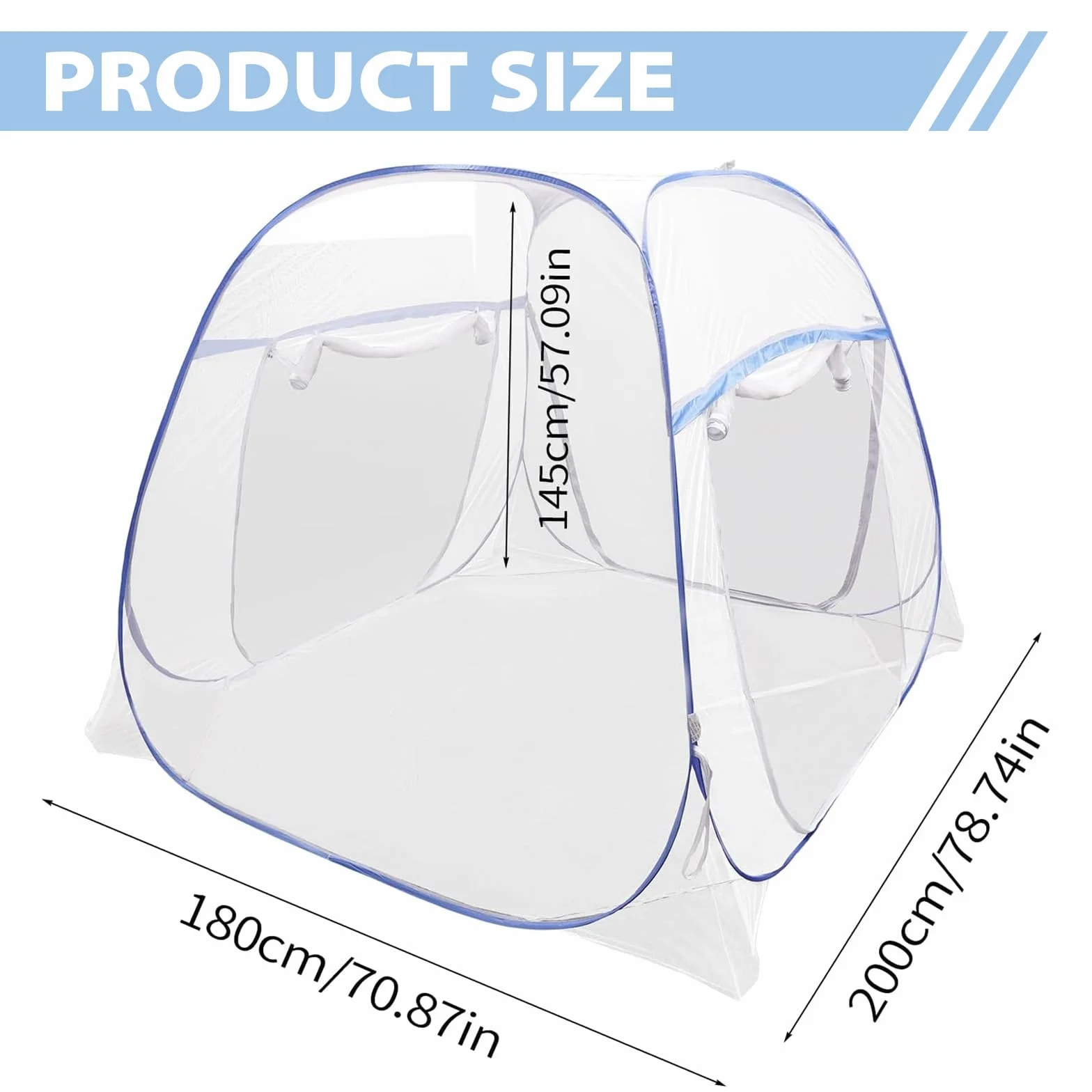 Zanzariera Da Letto Matrimoniale, 180 * 200cm Zanzariera Pop Up, Pieghevole Zanzariera Per Letto Con Doppia Porta Per Camera Da Letto Campeggio