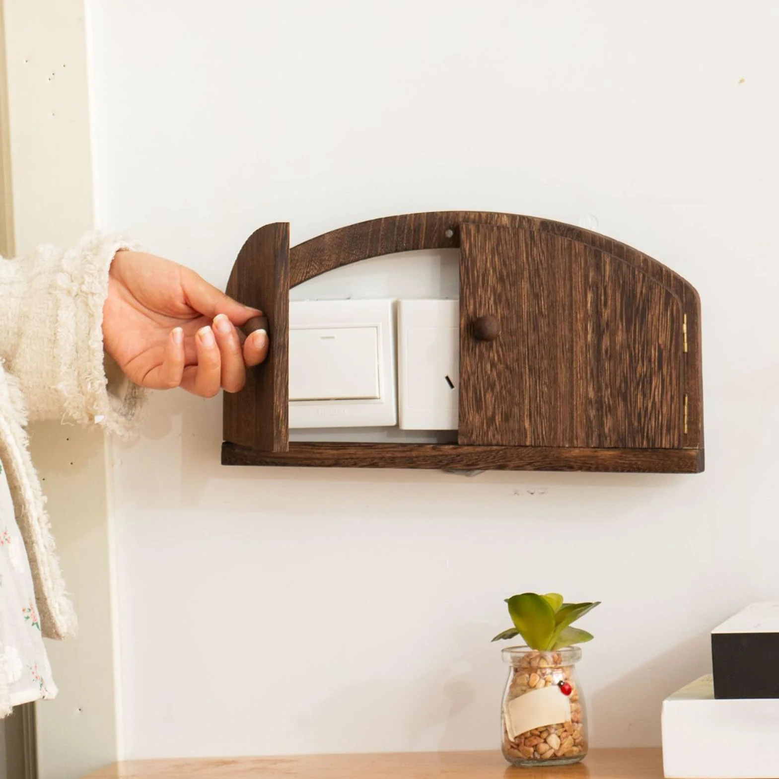 Placche copripresa elettriche Decorativo in Legno Rustico Senza Forature | Scatola Salva Bambini e Antiurto per Interni Casa Camera Bagno Ufficio Scuola Animali Domestici