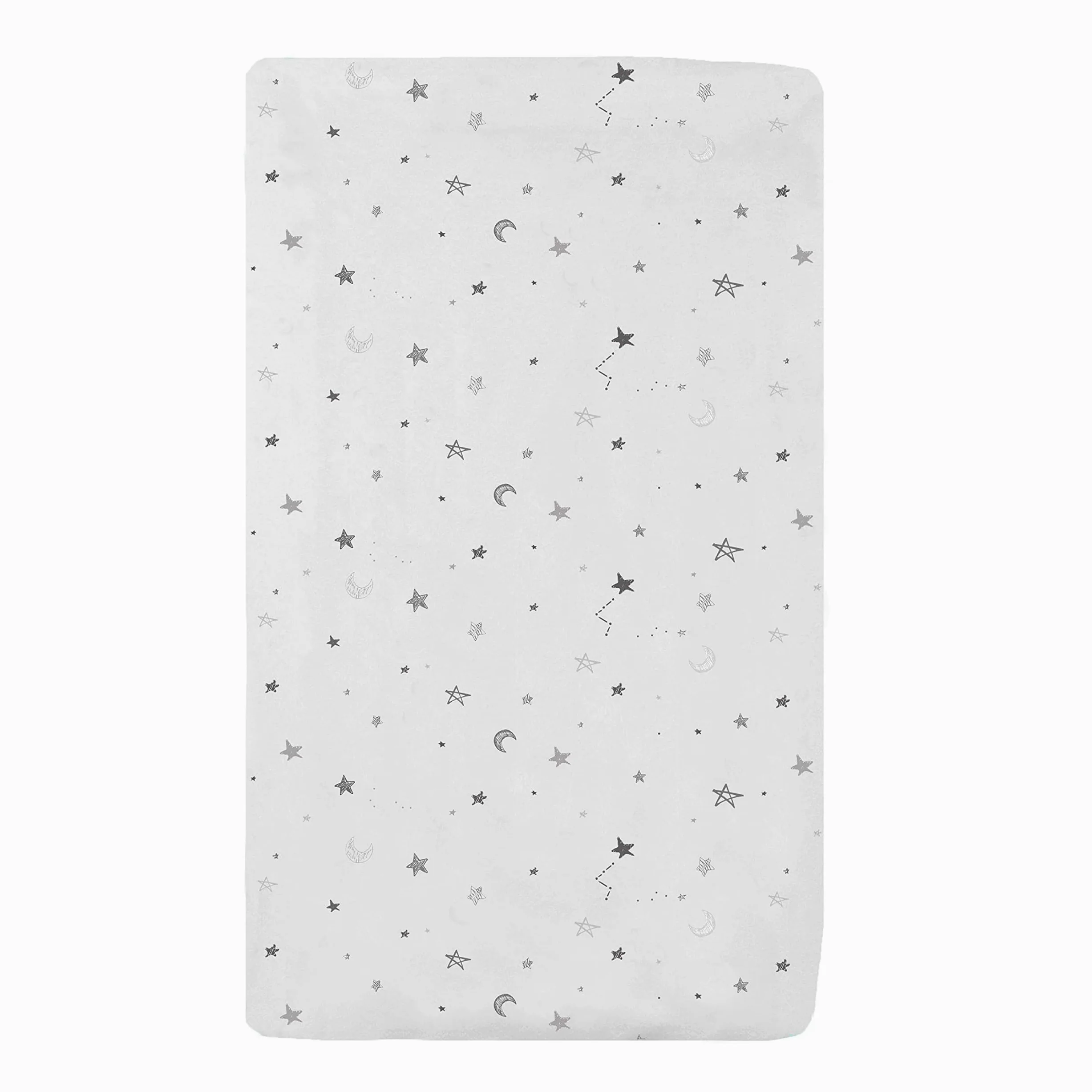 American Baby Company 100% cotone naturale jersey di alta qualità, lenzuolo con angoli grigi, stella e luna, morbido traspirante, per ragazzi e ragazze