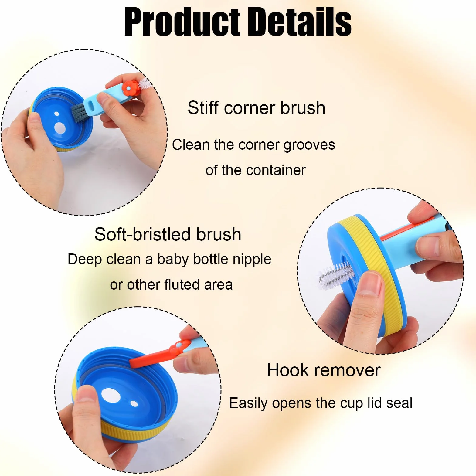 1pz Spazzola Pulizia e 4pz Guarnizioni di Ricambio, Guarnizioni di Ricambio per Scaldabiberon in Silicone e Spazzola per Pulizia 3 in 1 Compatibili con Momcozy 17oz