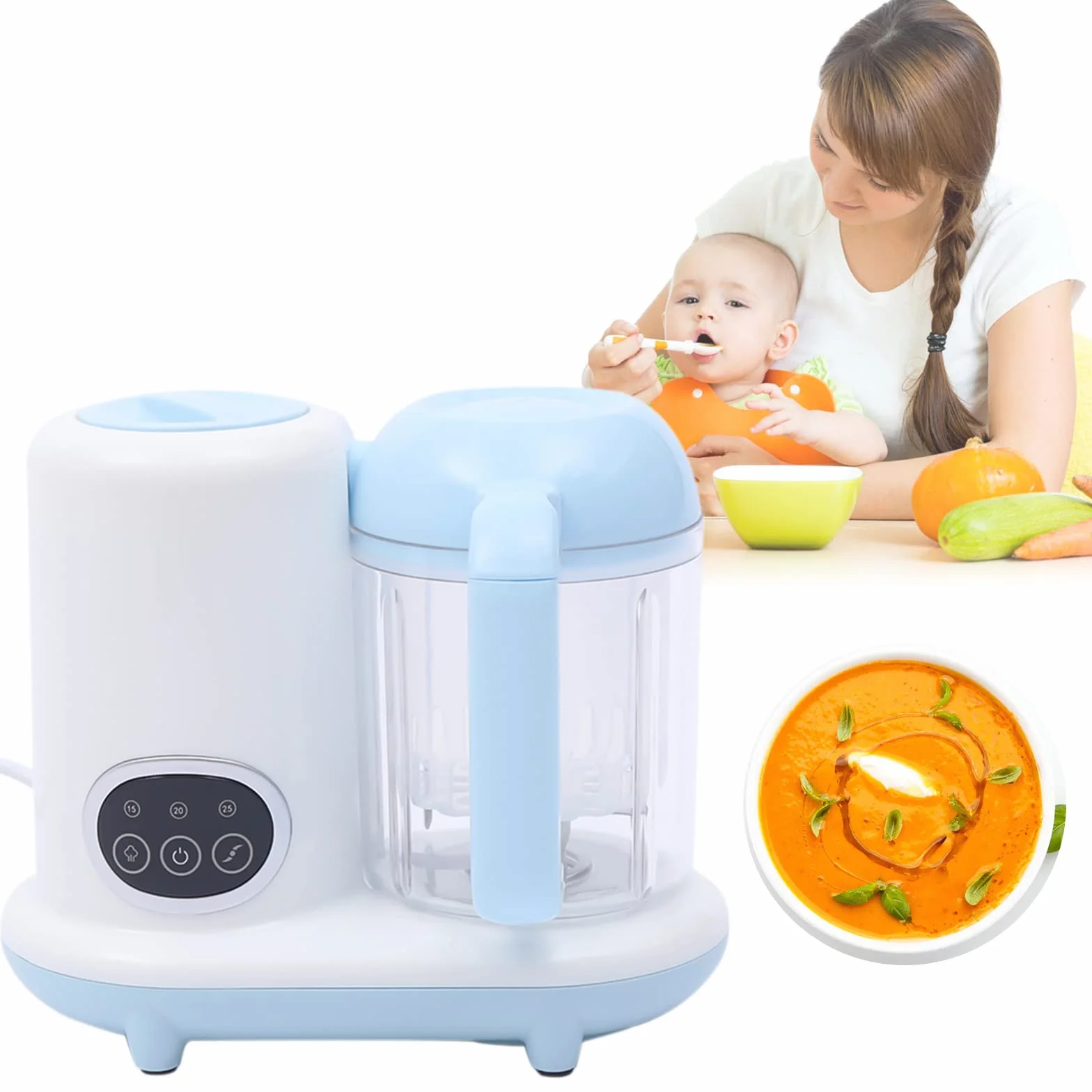 Preparatore per alimenti per bambini, 237 x 171 x 204 mm, frullatore 1050 ml, serbatoio acqua 180 ml, 50 Hz, 300 W