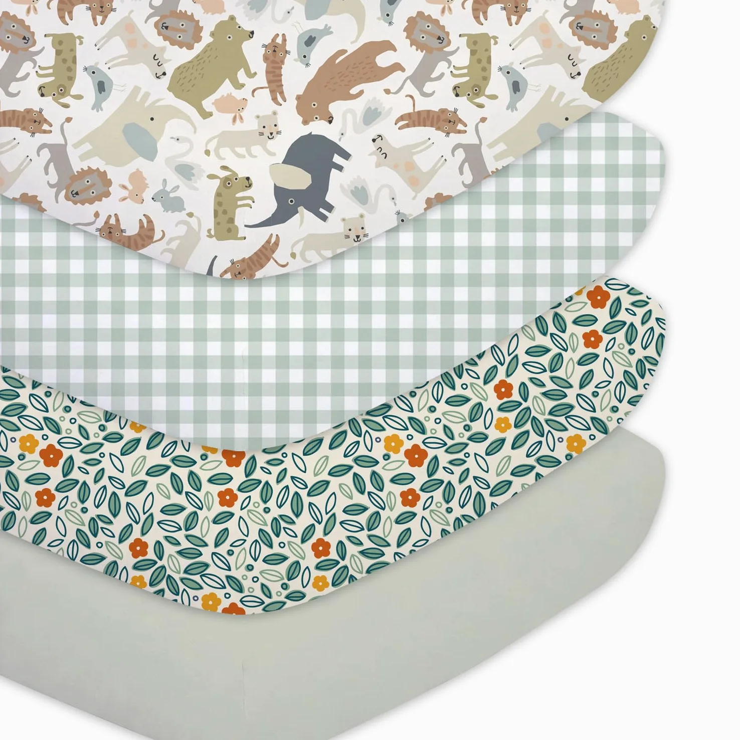 Little Grape Land Confezione da 4 lenzuola con angoli per neonati, 60 x 120 cm, in microfibra di poliestere, traspirante, certificato Oeko-TEX, ZL