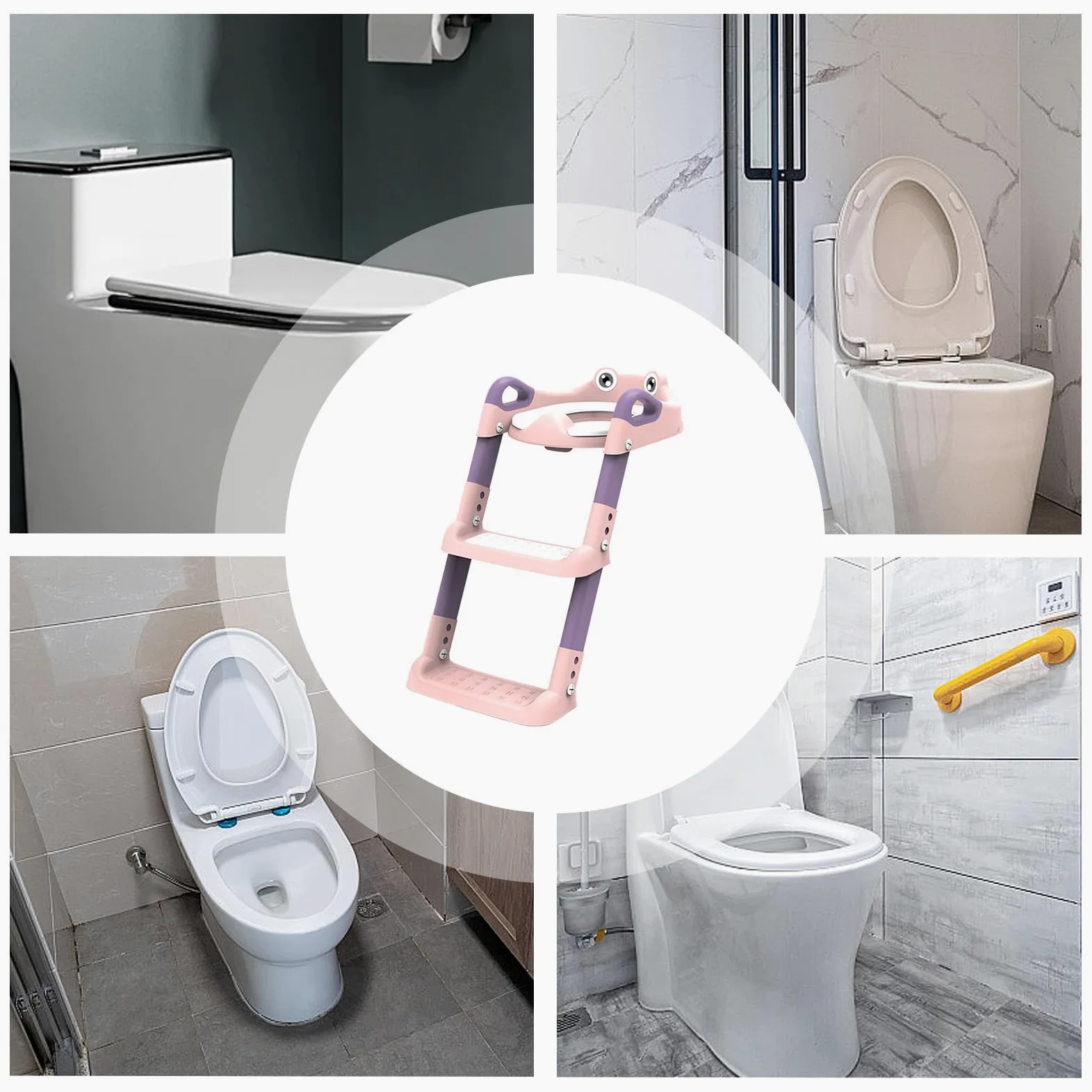 Seggiolino per WC con Scaletta Scaletta Sgabello Regolabile Con Seggiolino | Scaletta Vasino portatile per bambini addestramento al vasino robusto facile da pulire sgabello