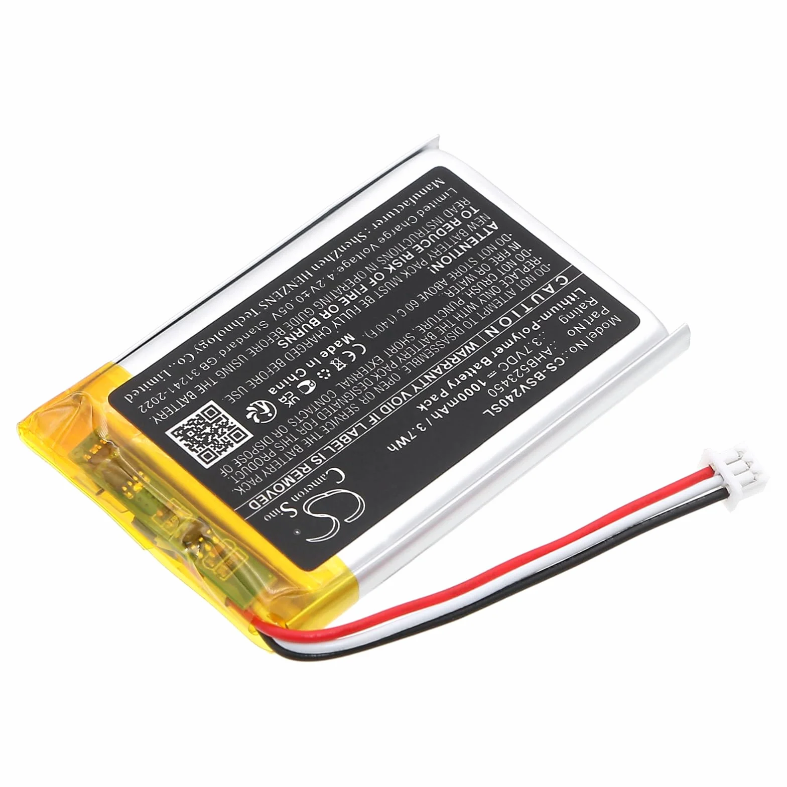 TECHTEK Batteria 1000mAh compatibile con [Babysense] V24R Video Baby Monitor sostituisce AHB523450 FBA