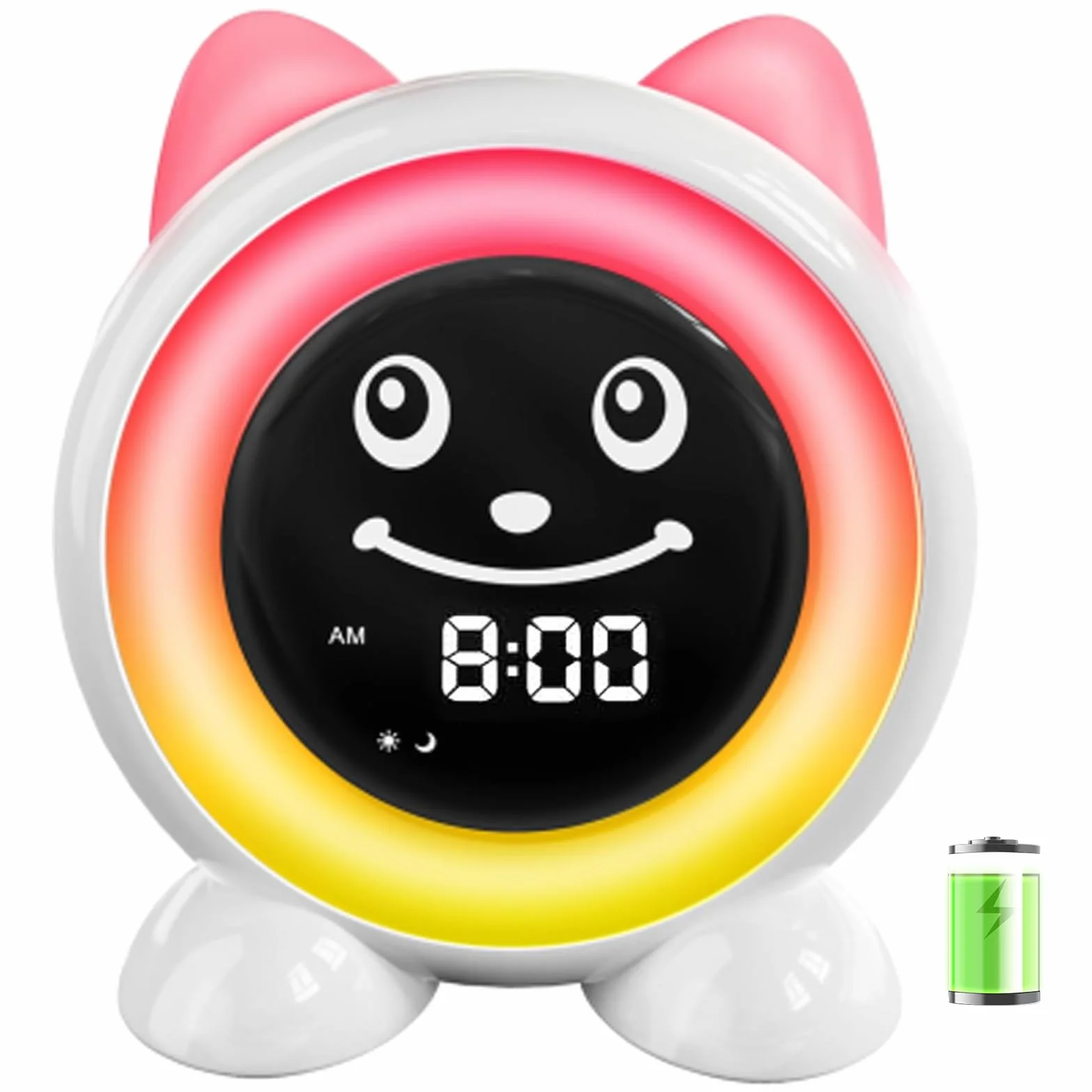 I·CODE Sveglia per bambini, con luce notturna, timer per pisolini, snooze per bambini più piccoli, ragazzi e ragazze (versione a batteria)