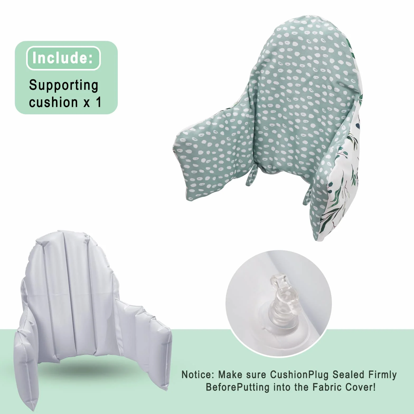 Cuscino Per Seggiolone, Cuscino Gonfiabile Incorporato, Morbido (Foglie Verdi), IKEA Antilop