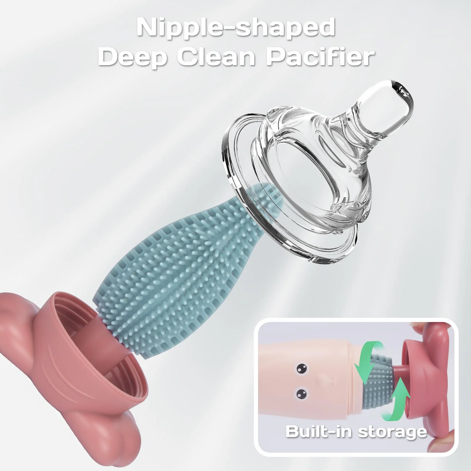 Scovolino Biberon Alyvisun [3 in 1] in silicone con spazzola per capezzoli per cannucce, spazzola per biberon [non graffiante]conservazione verticale,rossa