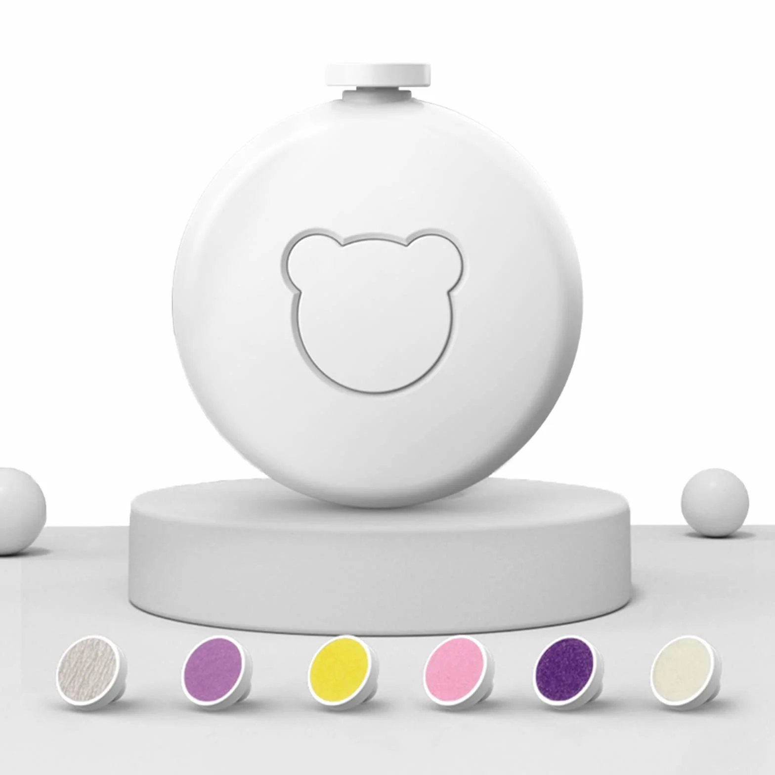 Lima elettrica per unghie, tagliaunghie per bambini, set per manicure, set elettrico per neonati e bambini, tagliaunghie 6 in 1 (Bianco)