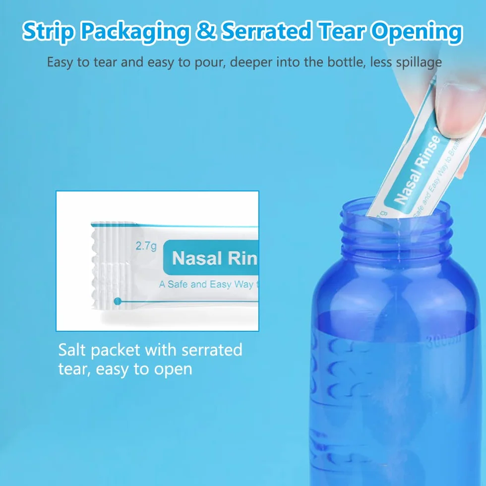 URAQT Sale Lavaggio Nasale, 120 Pezzi Sale per Lavaggio Naso Sali per Irrigazione Nasale, Wash Salt Lavaggio Nasali per Pulizia del Naso, Irrigatore Nasale, Neti Pot