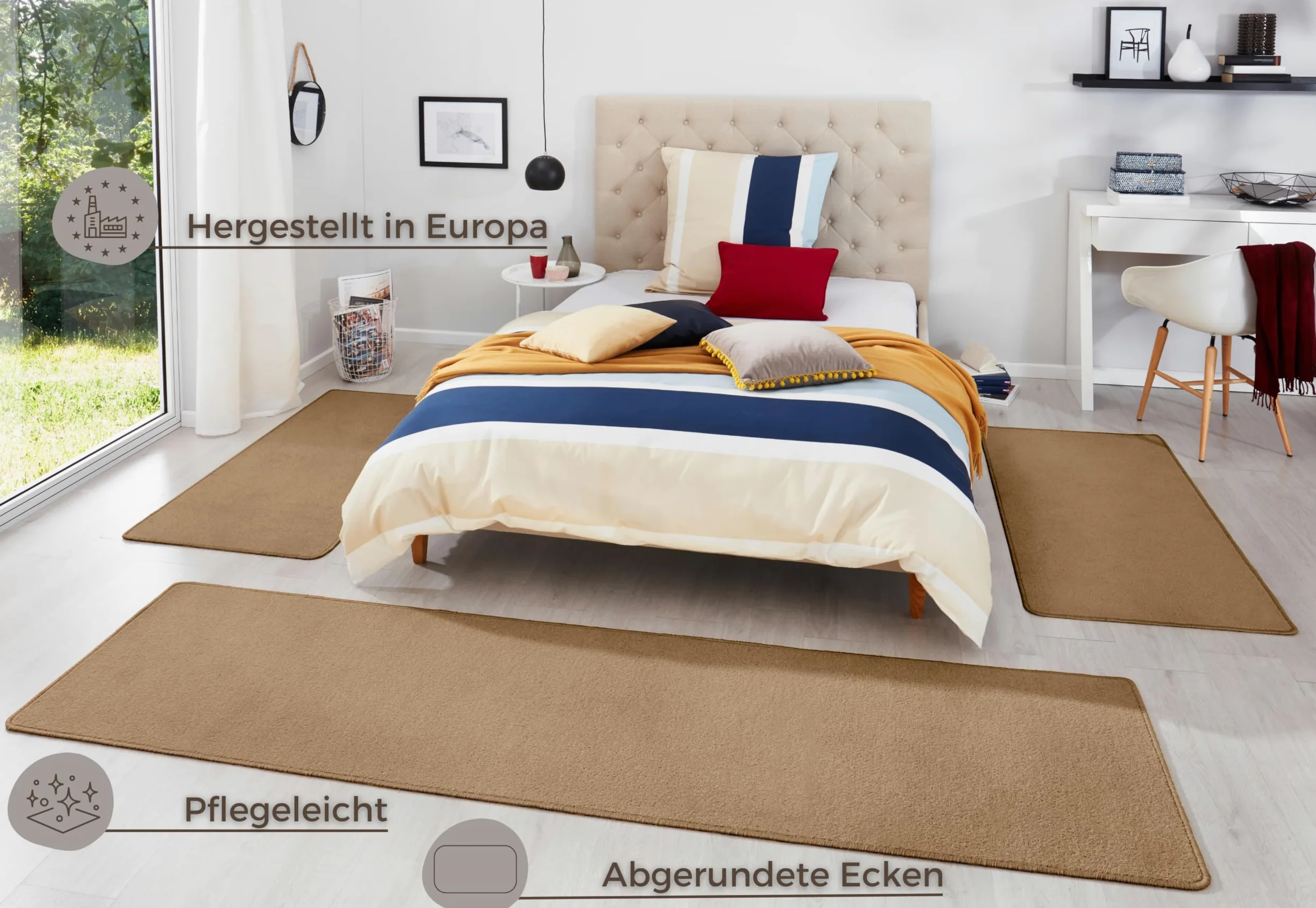 HANSE Home - Paracolpi per Lettino, 3 pz, Fancy, Polipropilene, Marrone, 67 x 250 x 0,7 cm