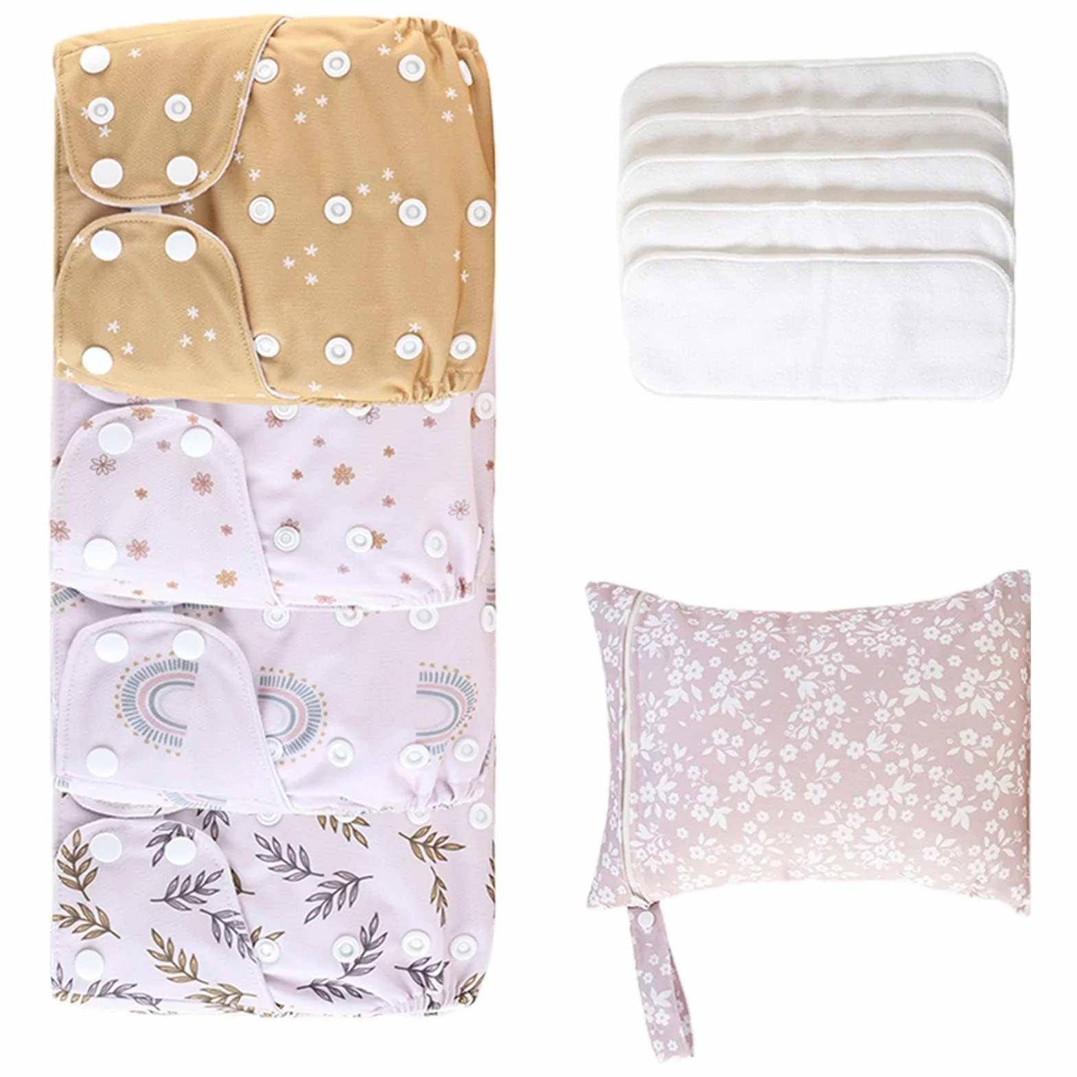 Pannolini riutilizzabili per, pannolini riutilizzabili | Pannolini per bambini riutilizzabili regolabili, 4 fodere assorbenti e traspiranti, copertura impermeabile con 4 inserti e 1