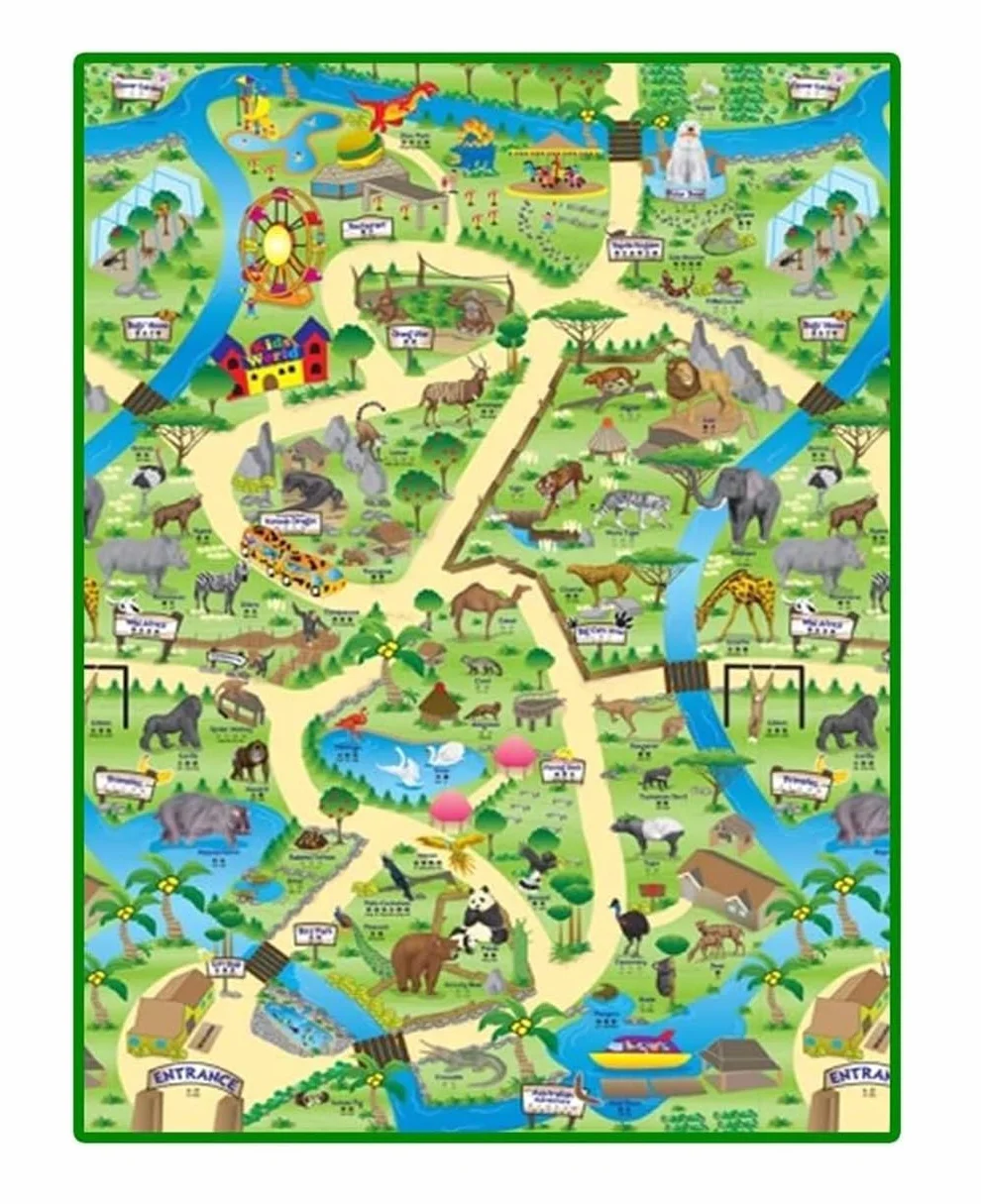 Generico Tappetino da Gioco Grande 120 x 100 cm Rivestito in PVC e Resistente ai Graffi per Uso Esterno Tappeto Cameretta Bambini Tappeto da Gioco per Bambini Tappetino Neonato Gattonamento (ANIMALI)