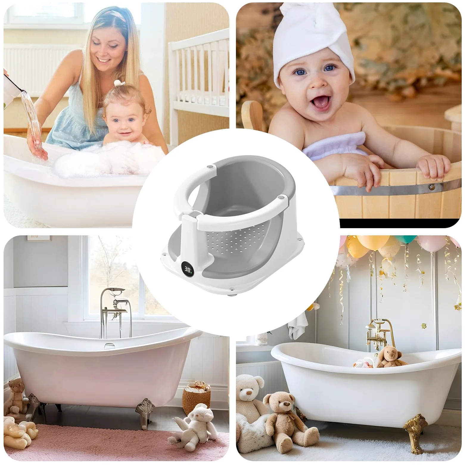 Seggiolino per Bagnetto Sedia da Bagno Antiscivolo con Sensore di | Accessorio Sicurezza per Doccia Bambini Ideale per Casa Viaggi Compleanni e Regali