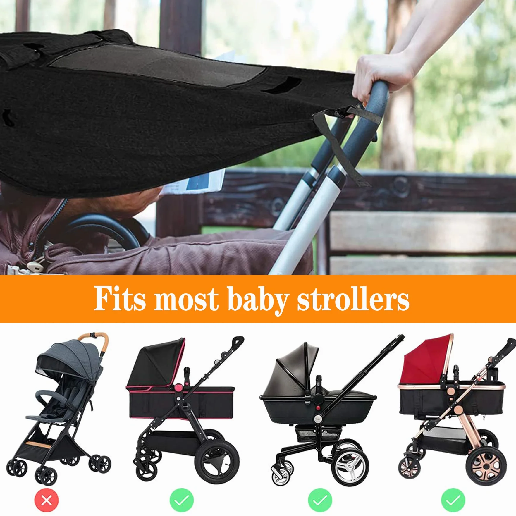 Parasole per Passeggino,Parasole per Carrozzina,Parasole Passeggino Universale,Universale Regolabile UV 50+,ala Laterale Parasole,con Finestrino e Funzione,Protezione Solare Parasole Passeggino