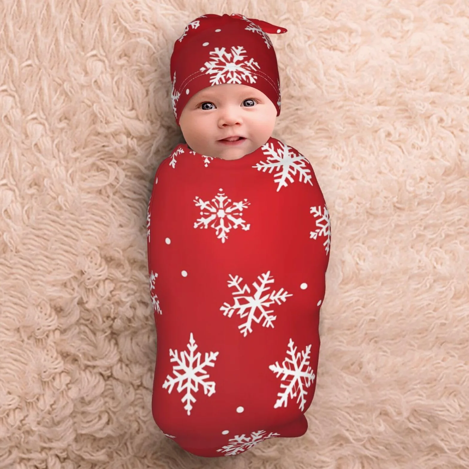 3d Rosso Natale Swaddle Coperta E Cappello Set Per Neonati Avvolgere Accogliente Per Neonati Bambino Comfort 29x53 cm
