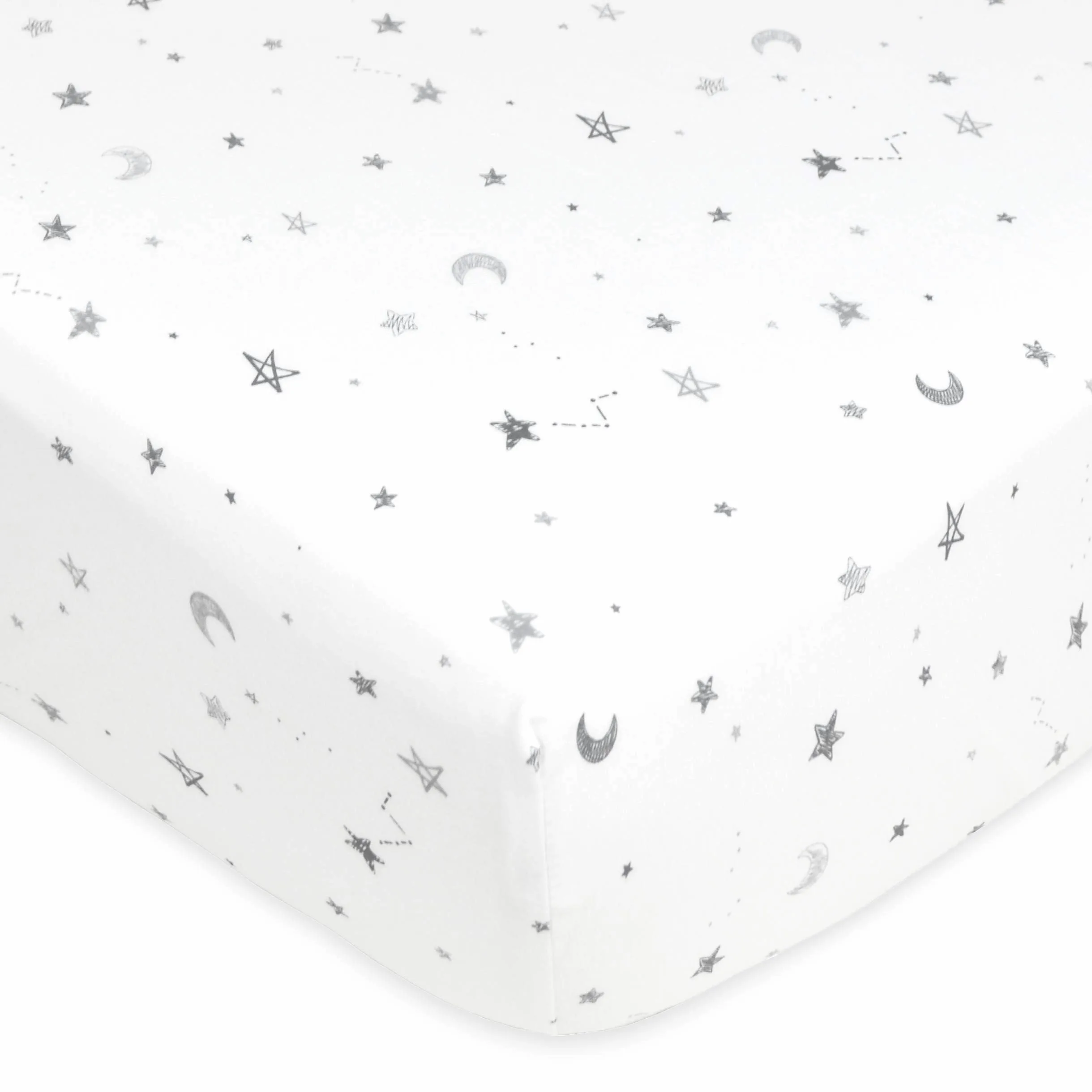 American Baby Company Confezione da 2 lenzuola con angoli per culla in 100% cotone naturale, 132 x 71 cm, morbide, traspiranti, ipoallergeniche e delicate, grigie a zigzag, neutre, per ragazzi e