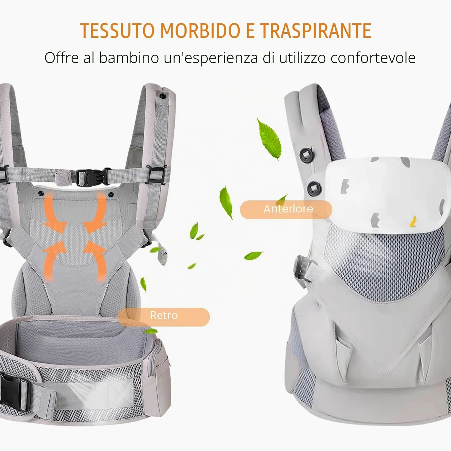 SONARIN 3-in-1 Marsupio Neonati Traspirante,Portantina Bebè Leggero Multifunzione Porta Bambino Ergonomico,Regolabile per Neonati e Bambini 3-48 Mesi,Tutte le Posizioni(Verde)
