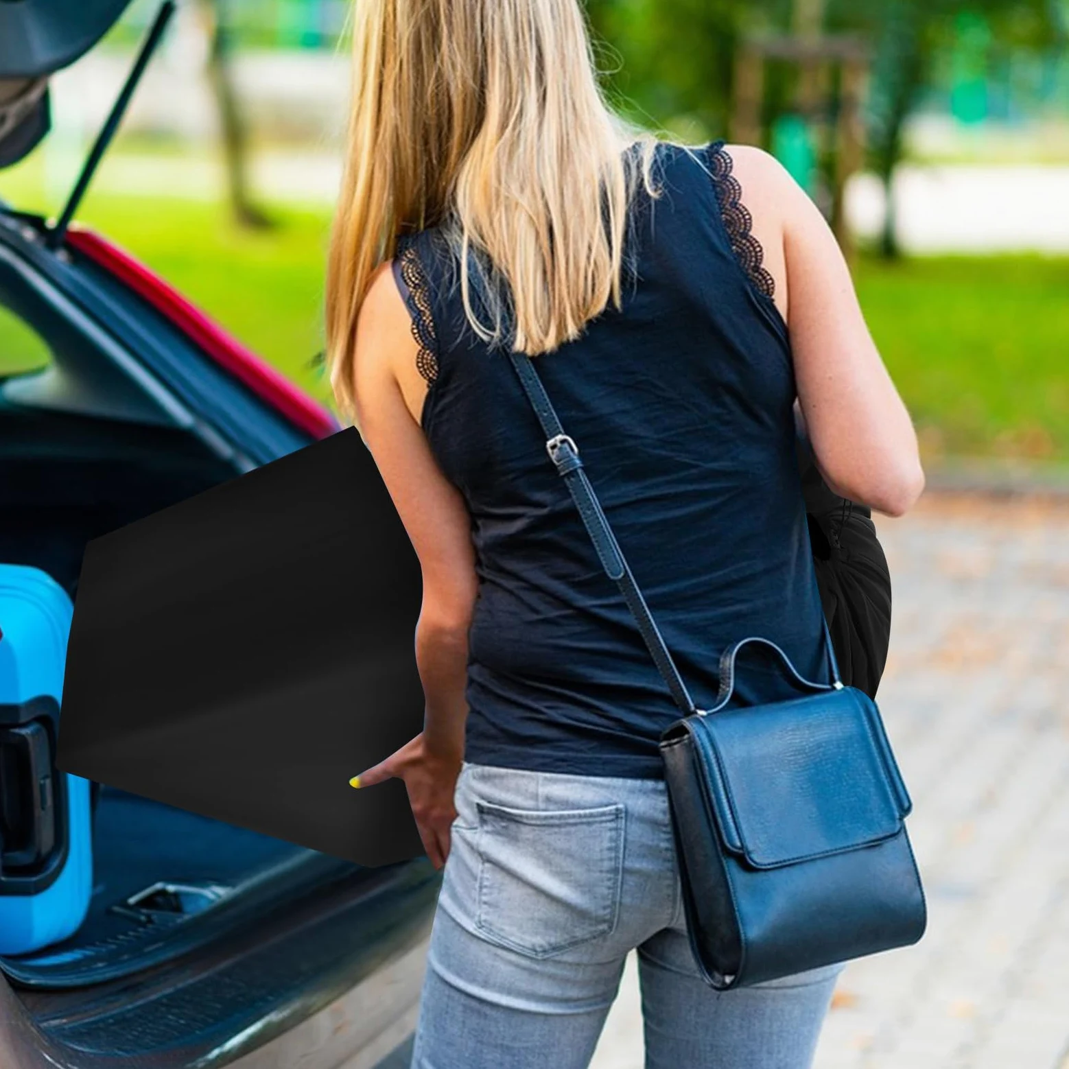 Outanaya Borsa per Passeggino da Viaggio in Nailon Nero Chiusura a Coulisse e Spallacci, Compatibile la Maggior Parte dei Passeggini, per Viaggi in Aereo e Trasferimenti