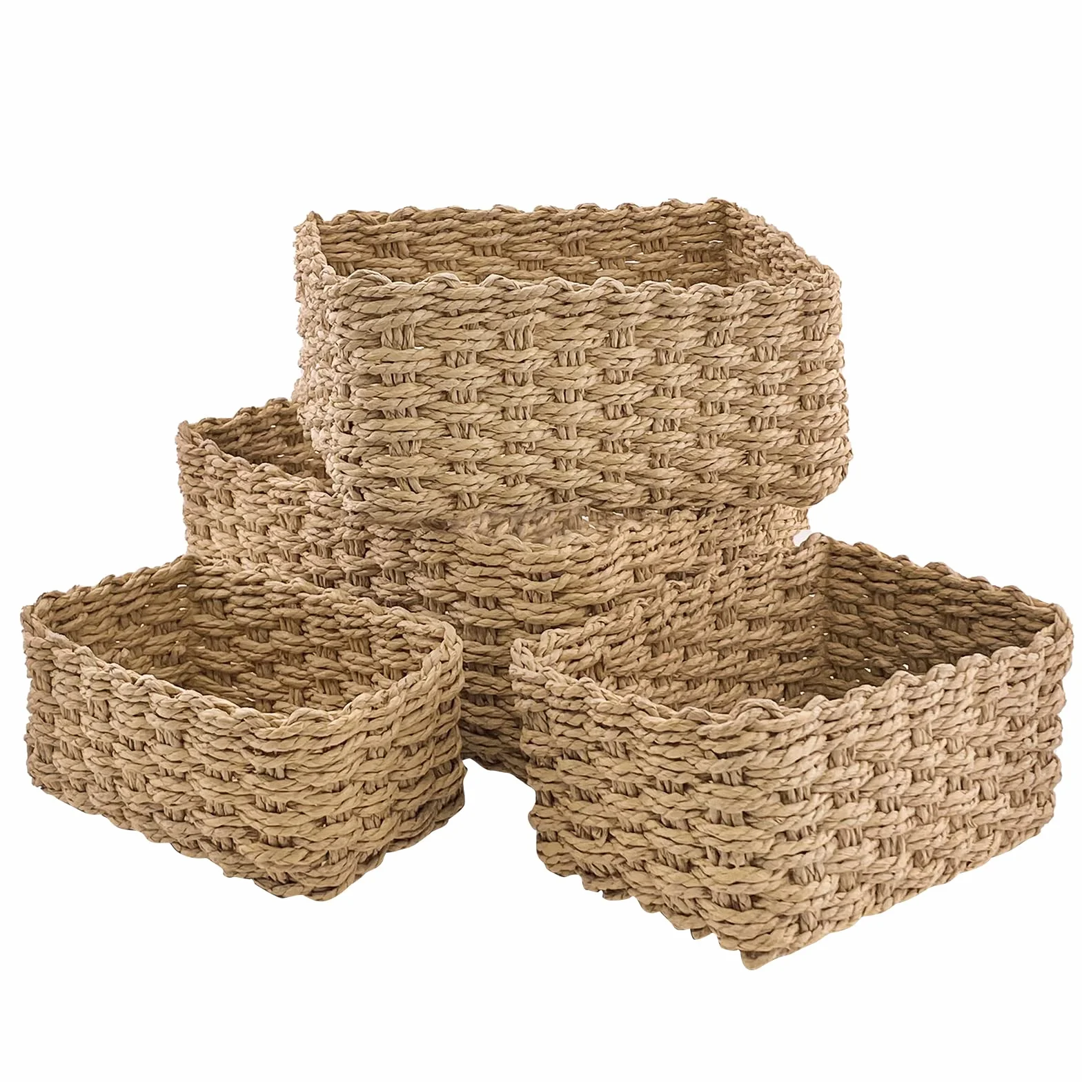 Scatole per Armadio Portaoggetti Set di 4 scatole Immagazzinaggio Carta di Eco Cestino di Immagazzinaggio Contenitori Cestini Natalizi per Riporre Accessori per Asciugamano trucchi(Giallo)