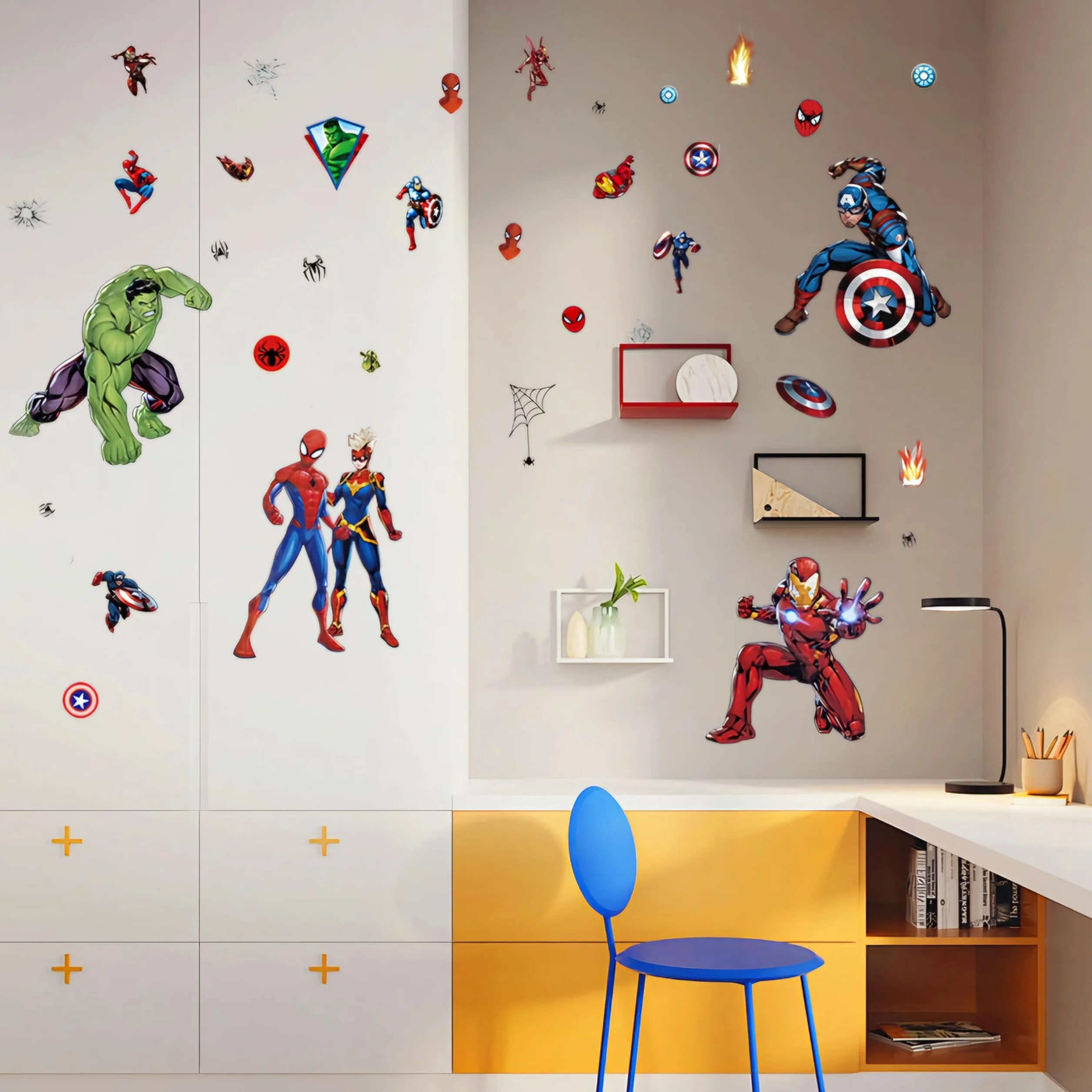 Kibi - Adesivi da parete per camera da letto, per cameretta dei bambini, decorazione per cameretta dei bambini