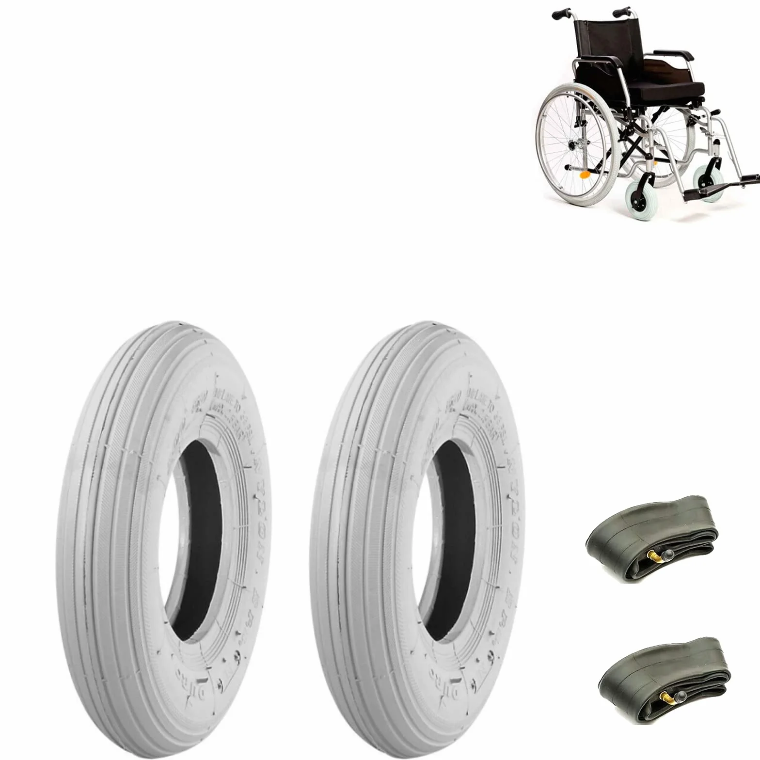 ECOVELO 2 COPERTONI 200 x 50 (50-94) + CAMERE D’Aria Pneumatici RINFORZATI per Carrozzina Sedia A ROTELLE DEAMBULATORE