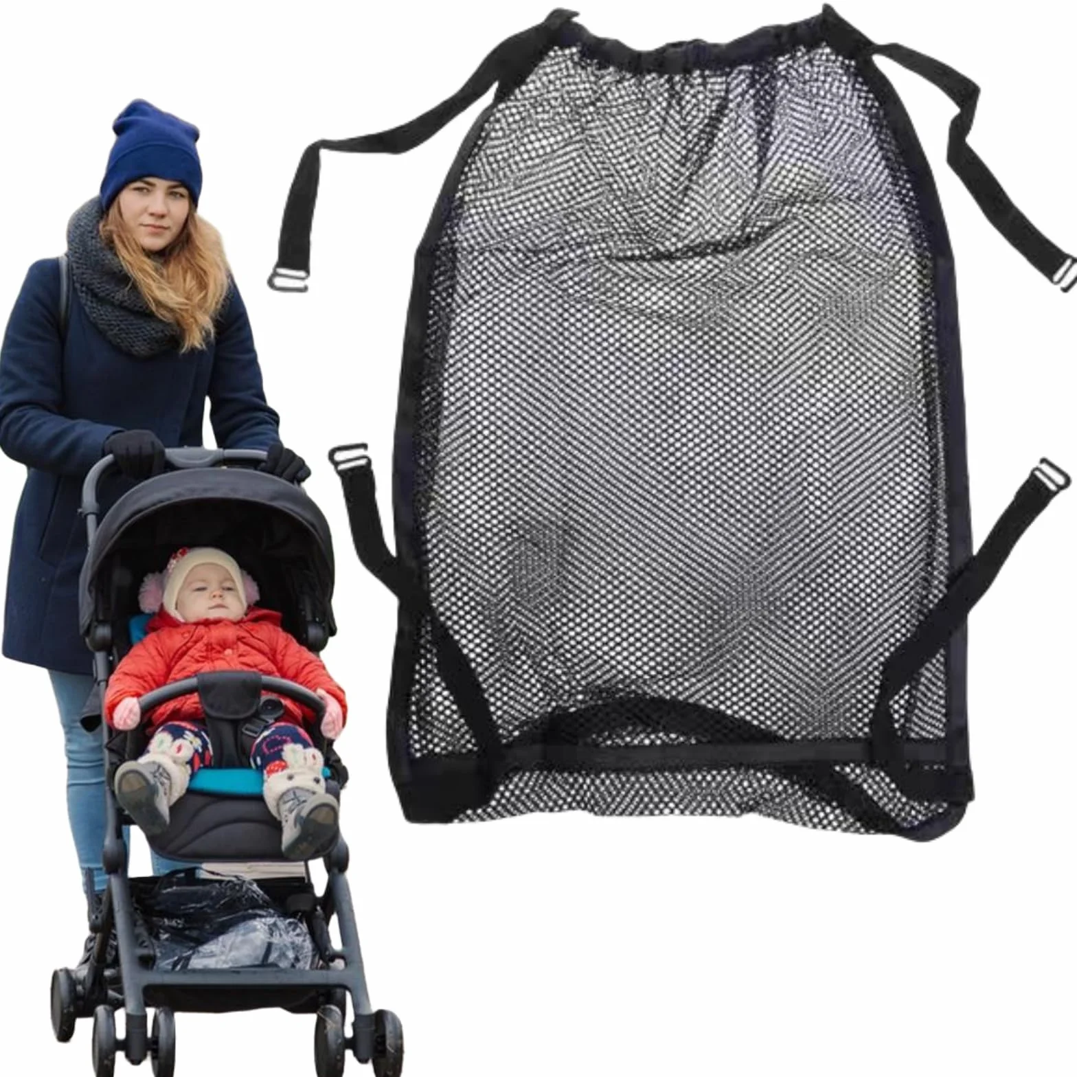 Rete Portaoggetti Universale,Borsa in Rete per Passeggino,Borse per Spesa,Rete per Carrello,Carrozzina e Passeggini,Tasca a Rete sul Retro del Passeggino,Organizer per Passeggino