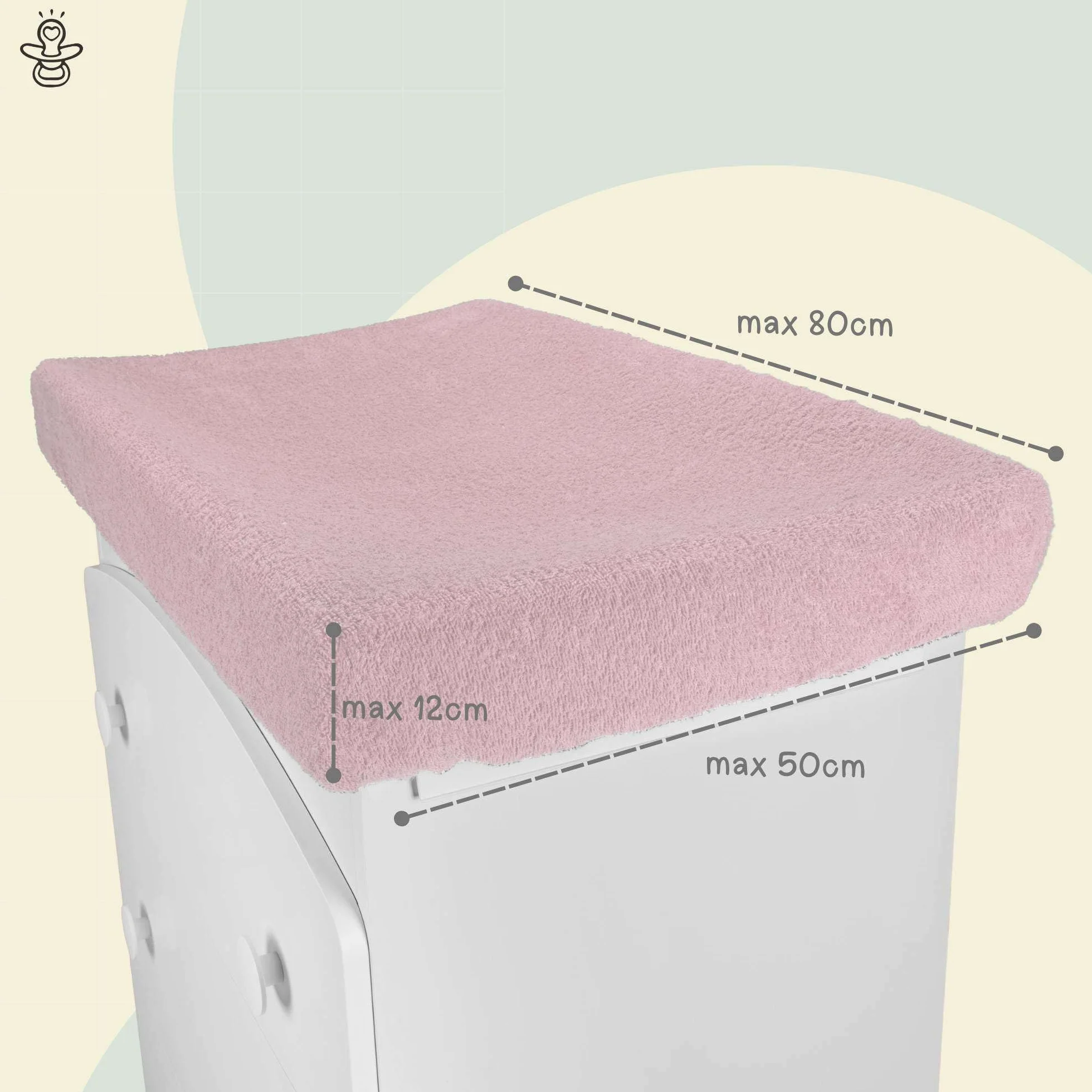 Babysanity Copri Fasciatoio Neonato Universale In Spugna 100% Cotone Dona al Tuo Fasciatoio Neonato una sensazione di Asciutto e Fresco 100% Made in Italy (Rosa)