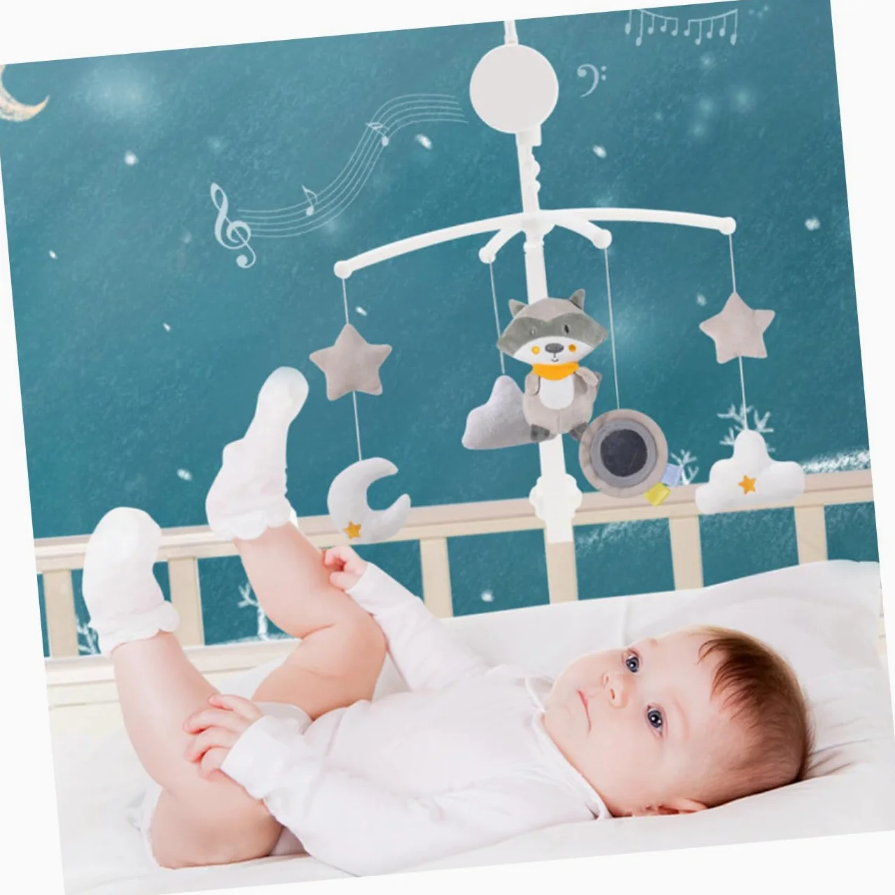 Carillon Musicale Rotante per Culla, Ornamento Cameretta | Plastica, Accessorio Appeso per Lettino, Regalo per Compleanno o Shower, per Ragazzo Ragazza