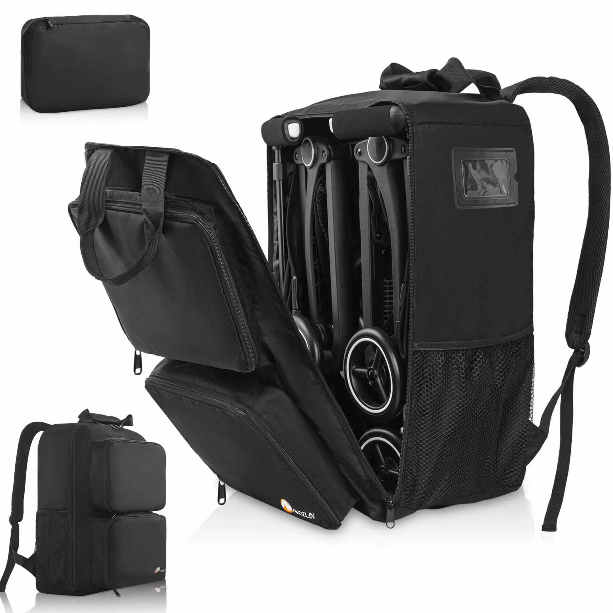 AKOZLIN Zaino da viaggio pieghevole per passeggino, nero, L(For all GB Pockit Strollers), Zaino