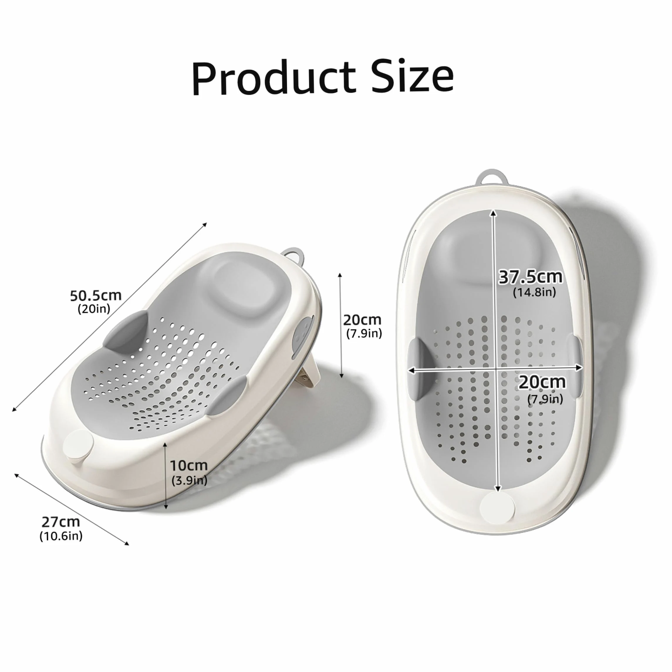 Supporto per bagnetto, seggiolino per vasca da bagno antiscivolo con supporto morbido per la colonna vertebrale e piedini pieghevoli, grigio