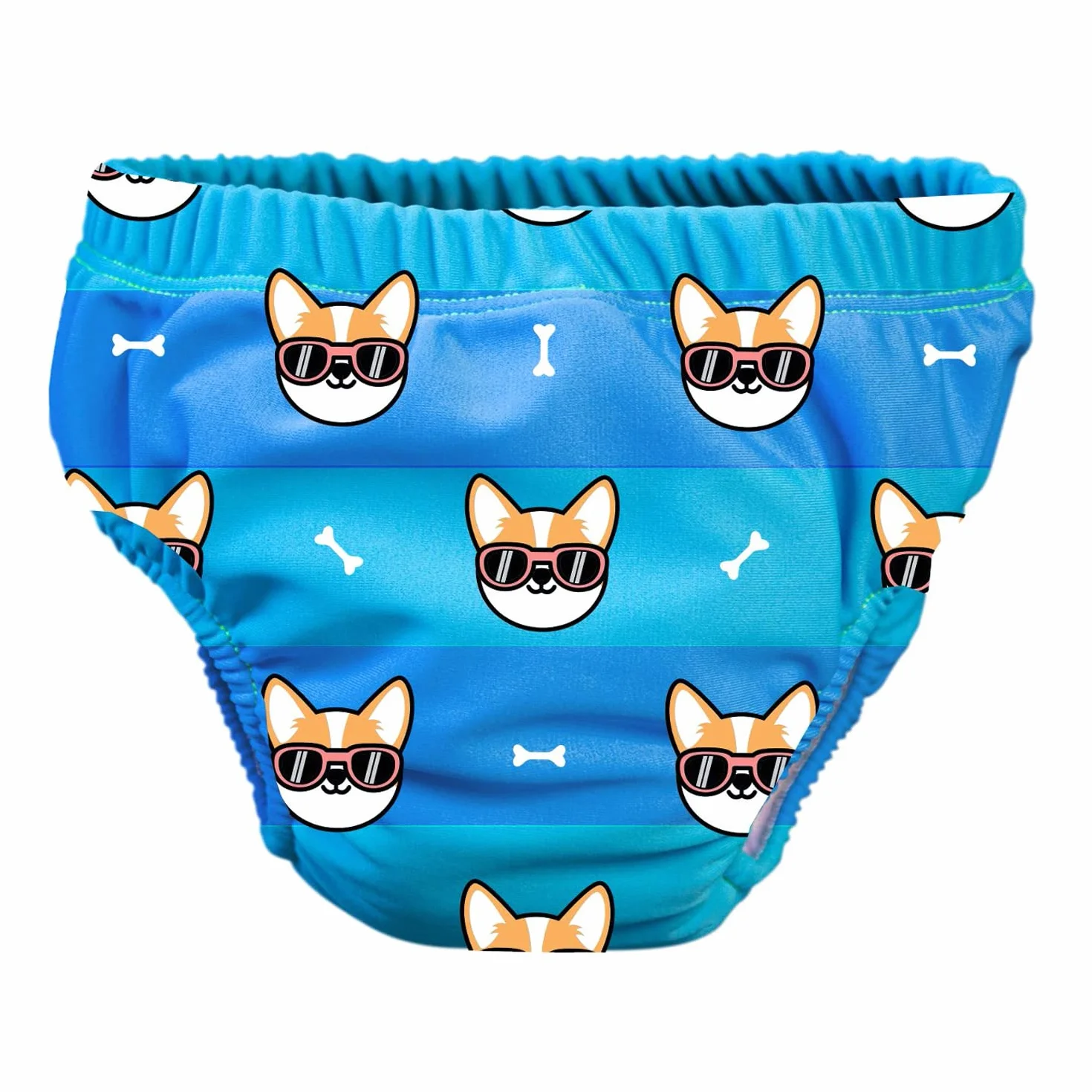 Pss! - Pannolino per Bambini per l'Acqua - Modello Cool Dog - Per Bambini da 3 a 8 kg - Taglia L - Unisex - Design Multicolore -Assorbente e Riutilizzabile -Impermeabile e Confortevole - 1 Pièce
