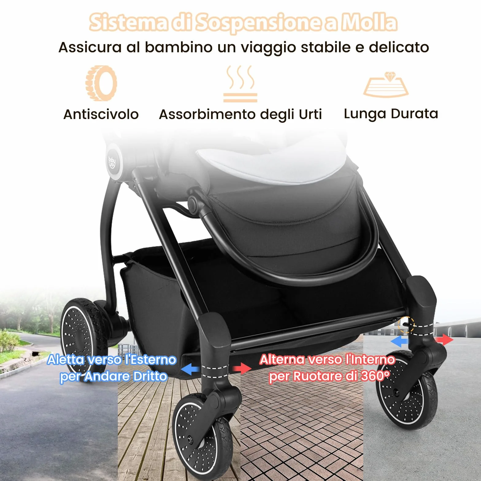 RELAX4LIFE Passeggino Leggero e Reversibile per Bambini 0-3 Anni, con Seduta Fronte Mamma e Strada, Schienale Regolabile, Ruote Ammortizzate, Cestello 36L, Portata 30kg, Omologato CE (GRIGIO)