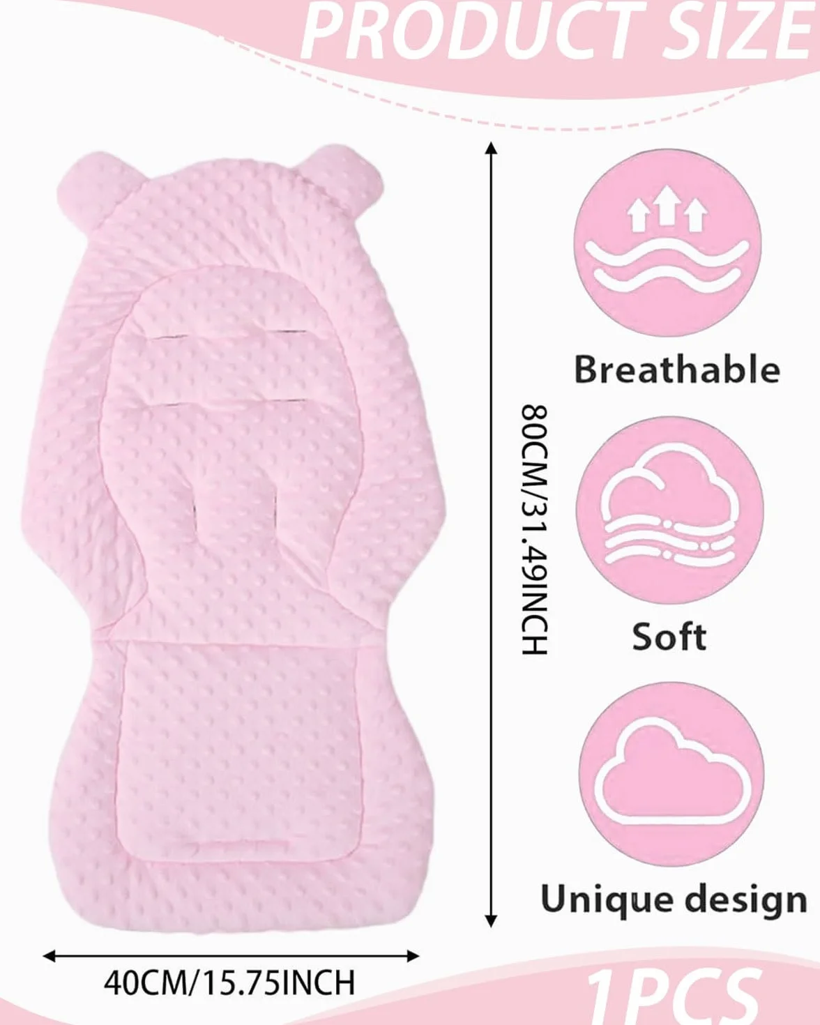 1 Pezzo Riduttore passeggino universale，Materassino Passeggino Universale In Cotone, Cuscino Passeggino Universale, Traspirante, Morbido, Accessori Per Passeggini（rosa）