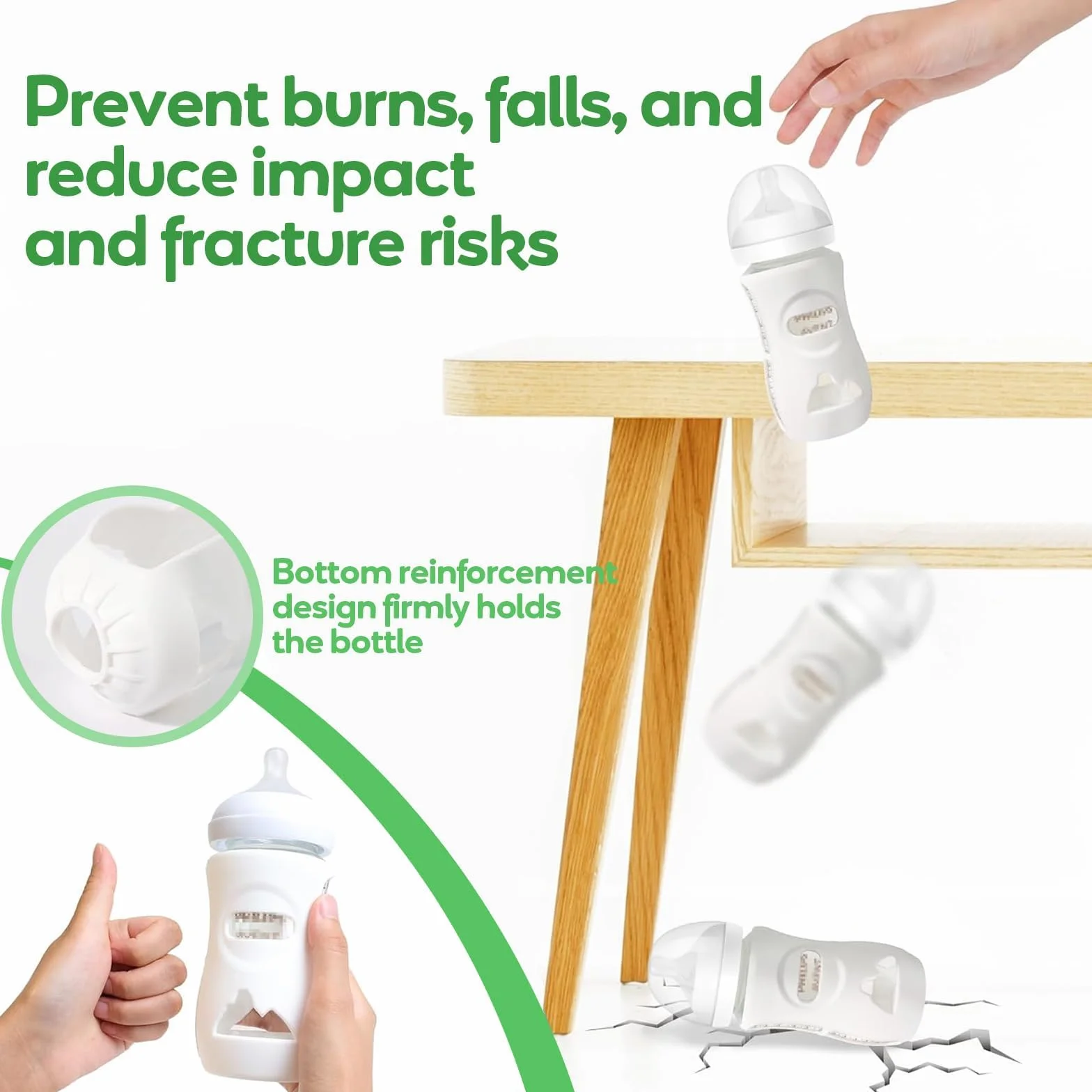 Avent Biberon in Vetro Naturale con Coperchio in Silicone Portabiberon Infrangibile Compatibile con Biberon in Vetro Naturale da 8 Once, Senza BPA, Confezione da 3