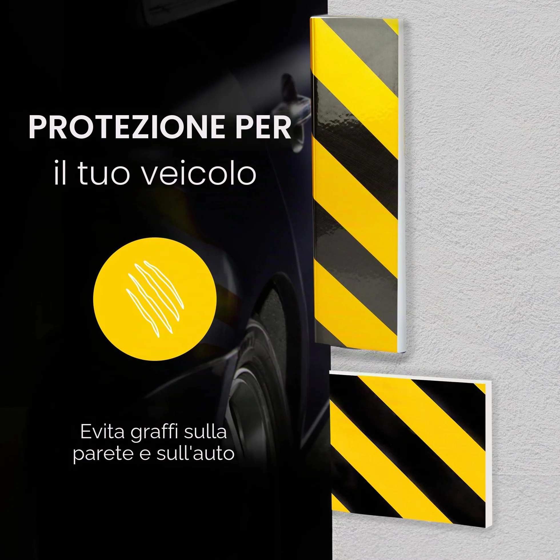 NURADA Paracolpi Garage. Protezione Portiere Auto. Pack 5. Paracolpi Portiere Auto. Paraspigoli Angolari. Angolari per Muro. Paraspigoli Gommapiuma. (4 unità 40x20x2cm + 2 unità 20x20x2cm) (Giallo)