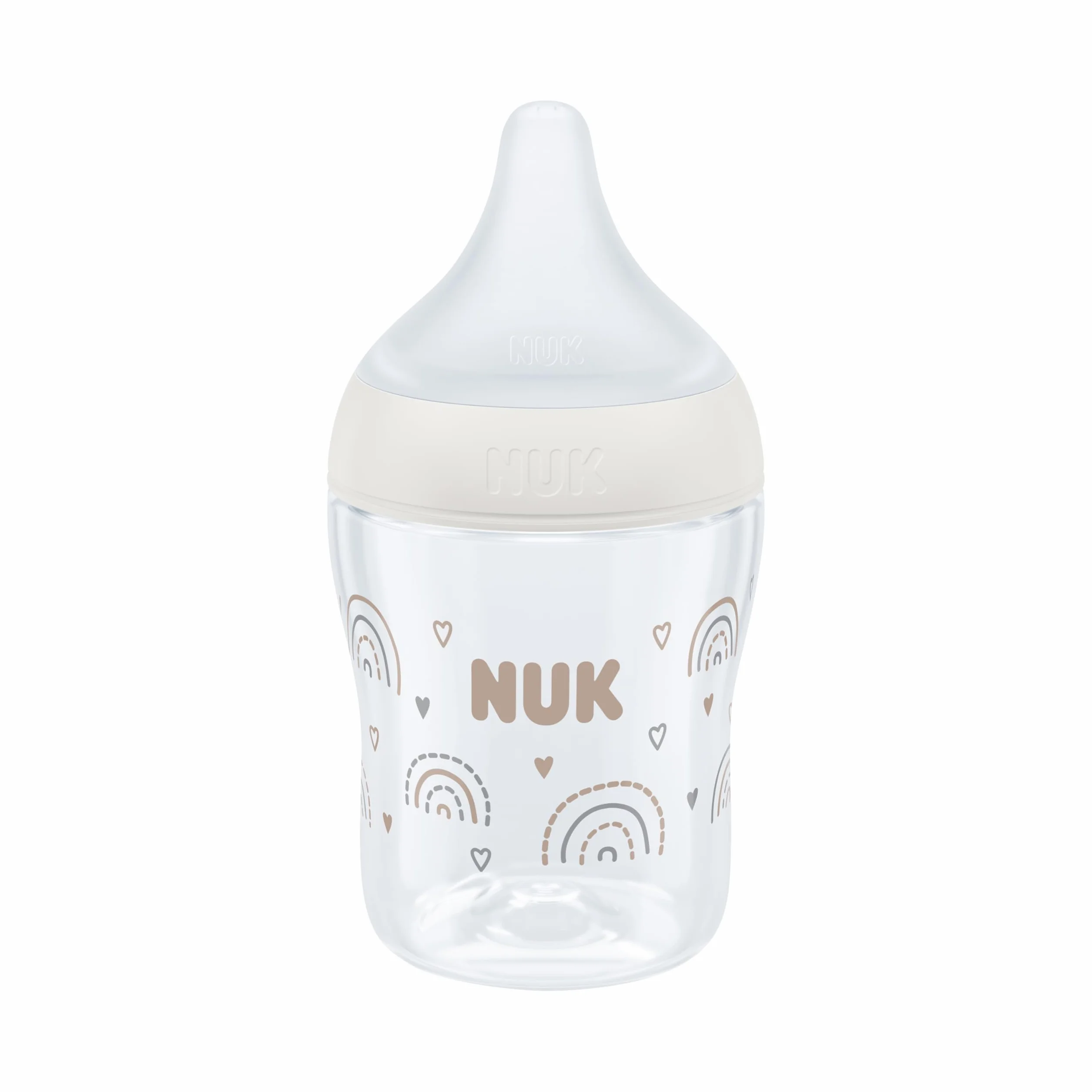 NUK biberon Perfect Match | 0+ Mesi | Si adatta al palato del bambino | Controllo della temperatura | Sfiato anti-colica | 150 ml | Senza BPA | Tettarella piccola in silicone | Arcobaleno